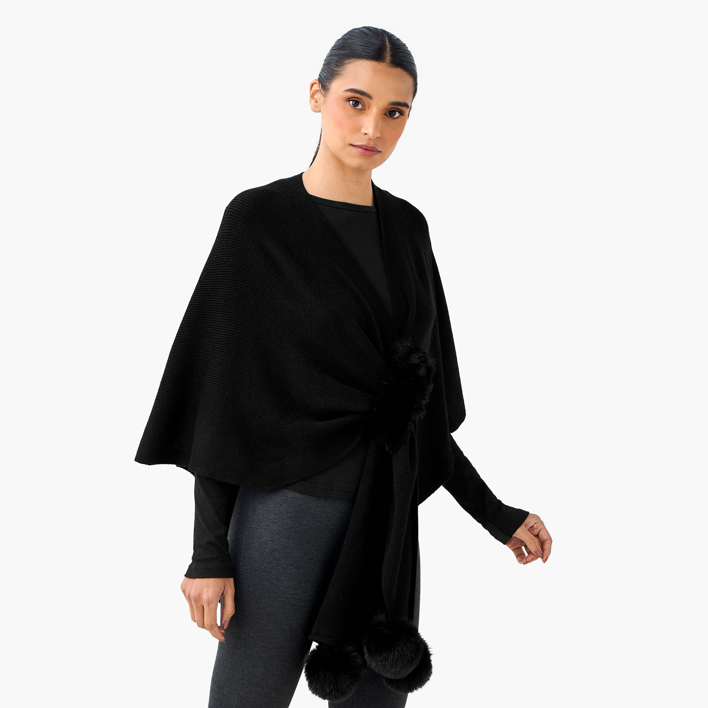 Cropped Faux Fur Trim Cape-women-winterwear-cardigansandjumpers-cardigans-image-1