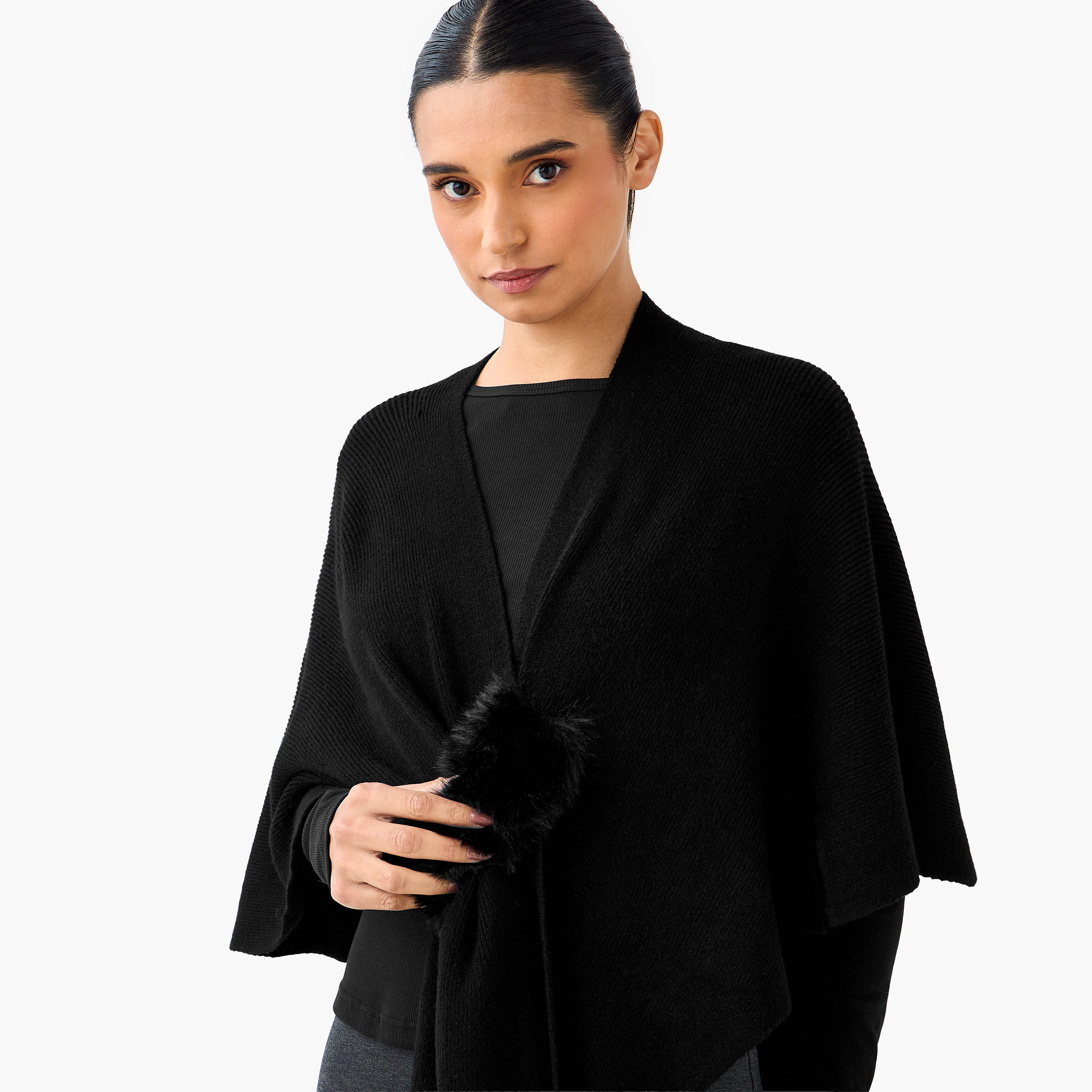 Cropped Faux Fur Trim Cape-women-winterwear-cardigansandjumpers-cardigans-image-4