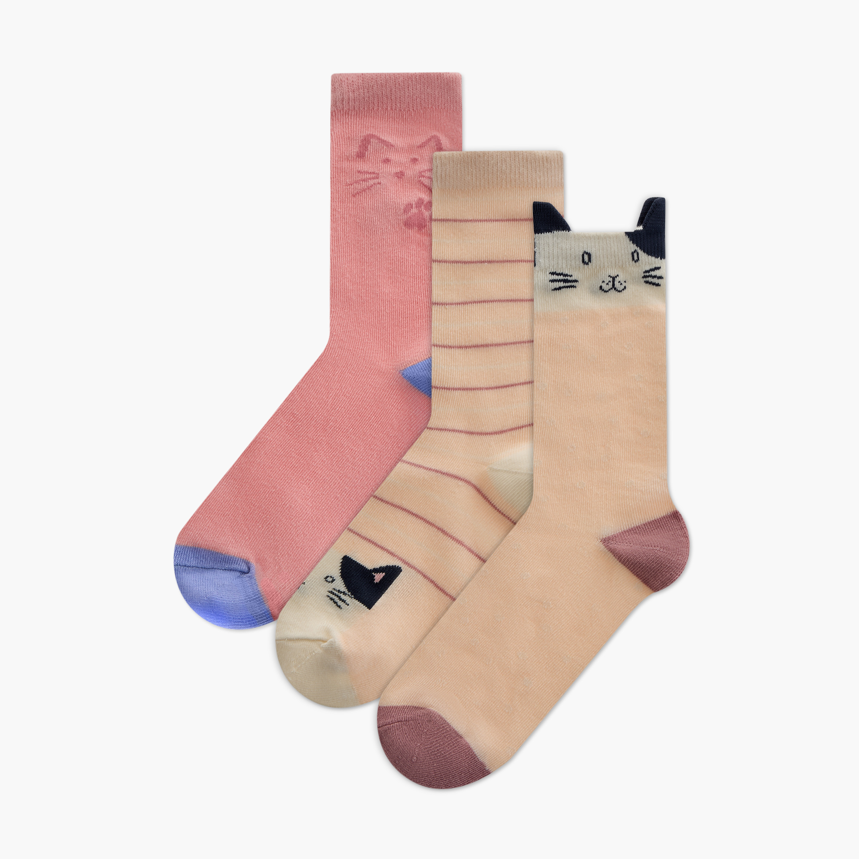 عبوة جوارب 3 أزواج بطول الكاحل وزينة قطة-women-socksandstockings-image-1