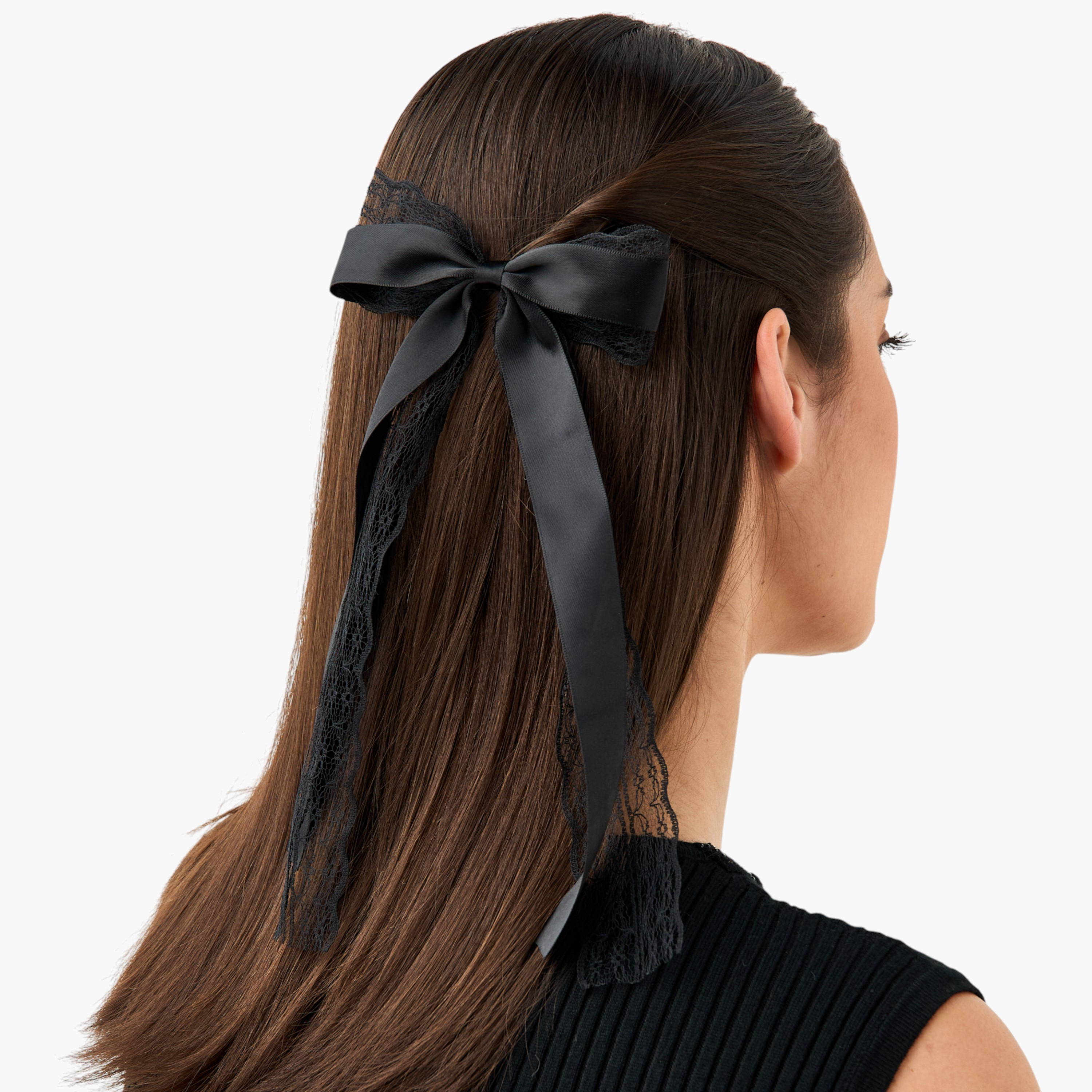 Bow Lace Trim Detail Hair Clip-women-hairaccessories-clips-image-2