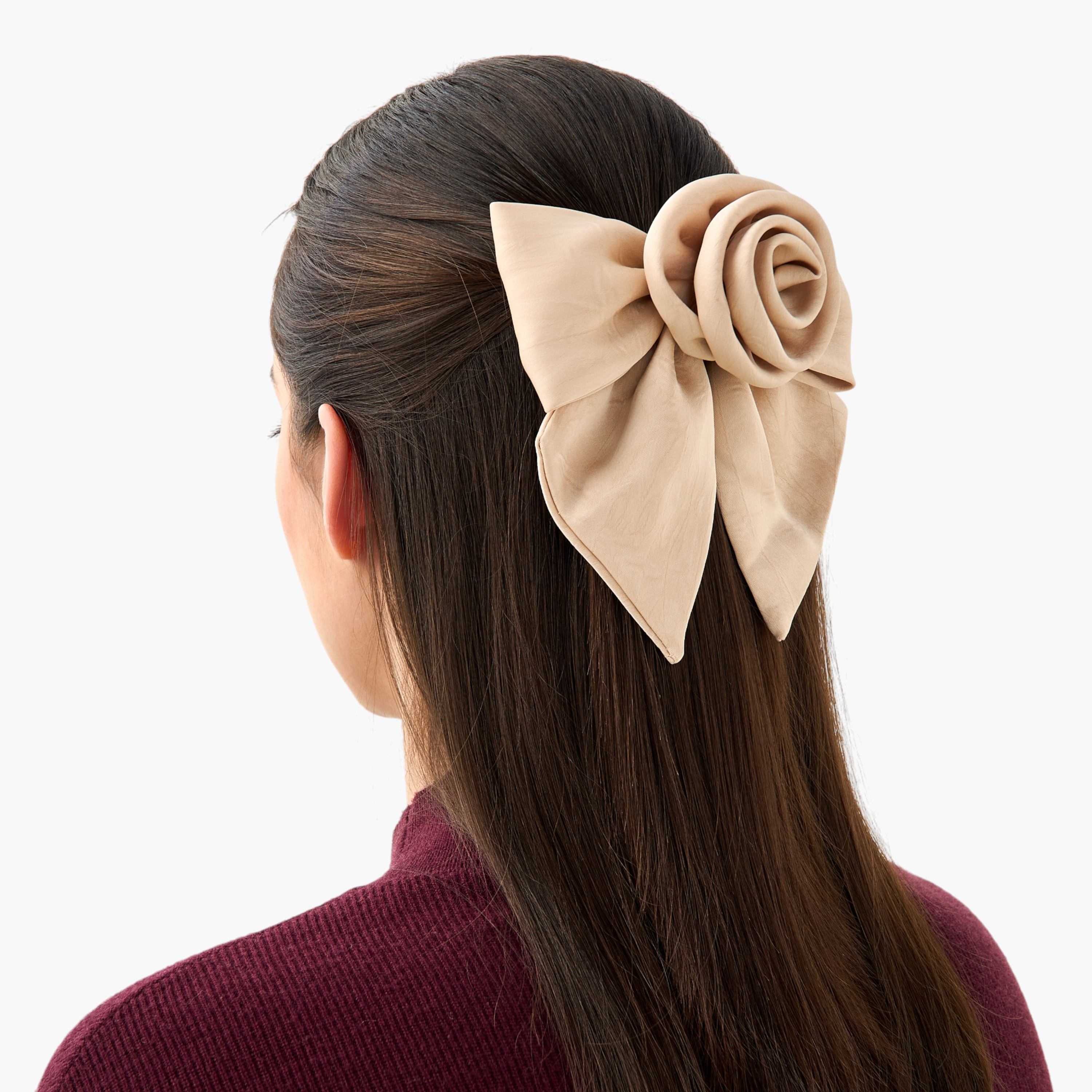 Bow Hair Clip with Rose Trim-women-hairaccessories-clips-image-2