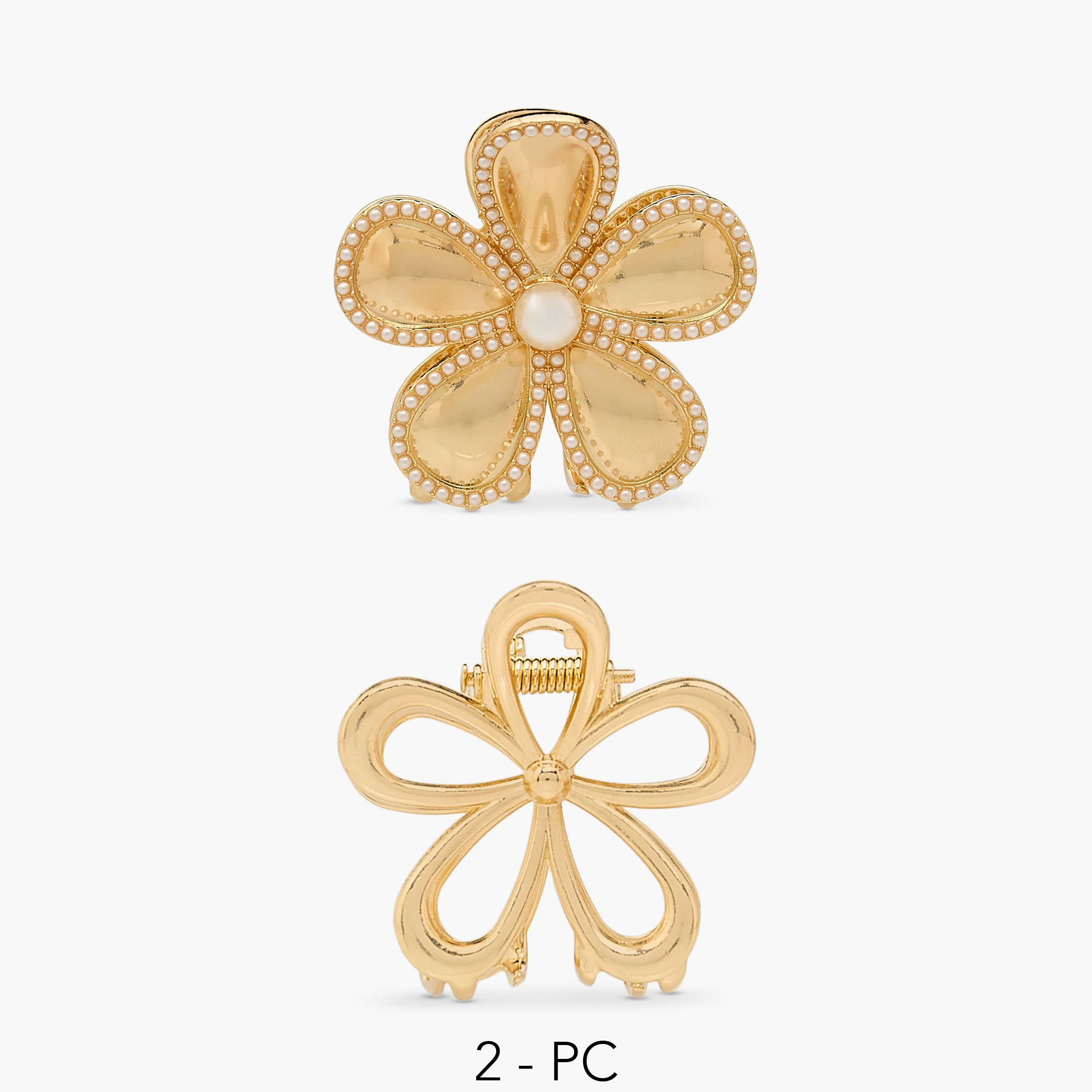 Pack of 2 Bulldog Hair Clamp with Floral Design-women-hairaccessories-clamps-image-1