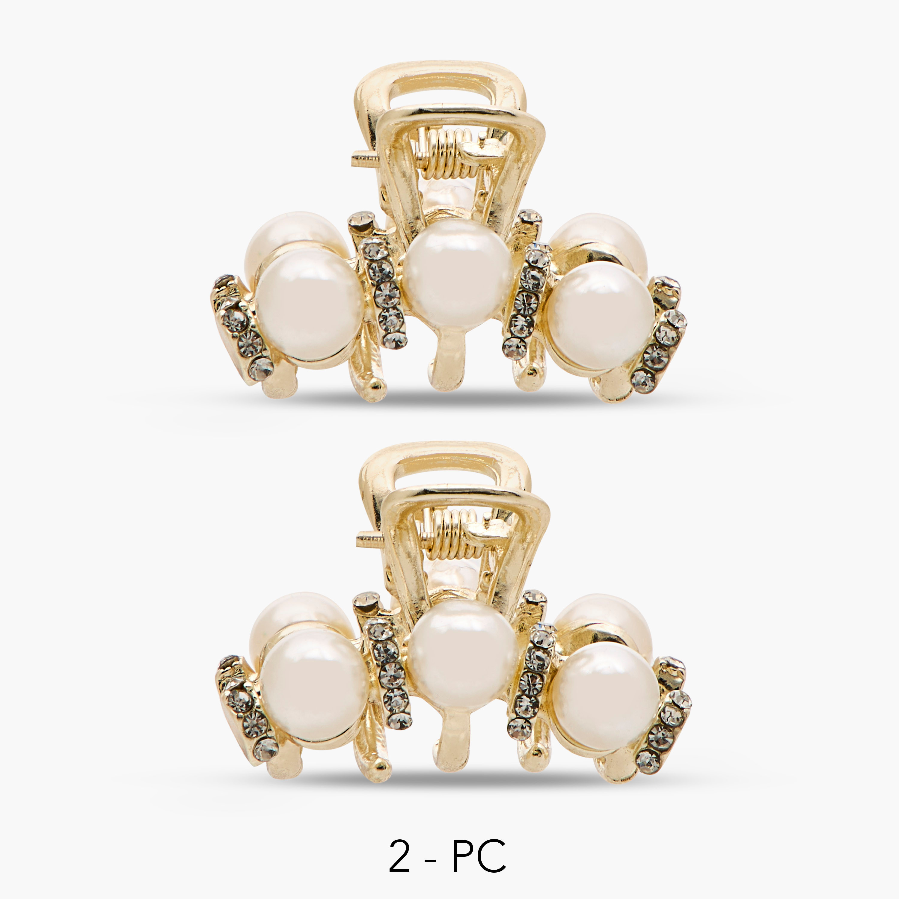 Pack of 2 Bulldog Hair Clamp with Pearl Embellishments-women-hairaccessories-clamps-image-1