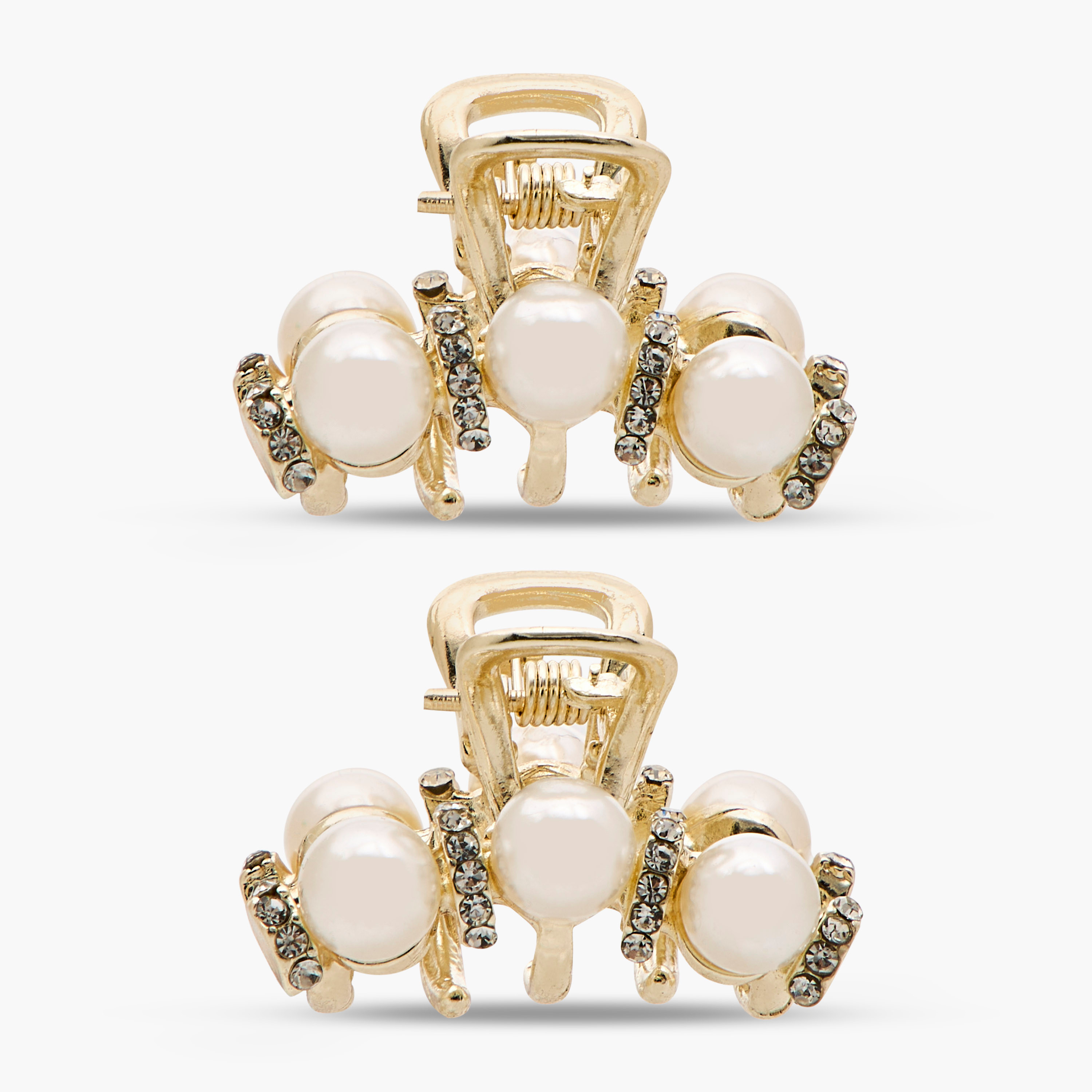Pack of 2 Bulldog Hair Clamp with Pearl Embellishments-women-hairaccessories-clamps-image-5