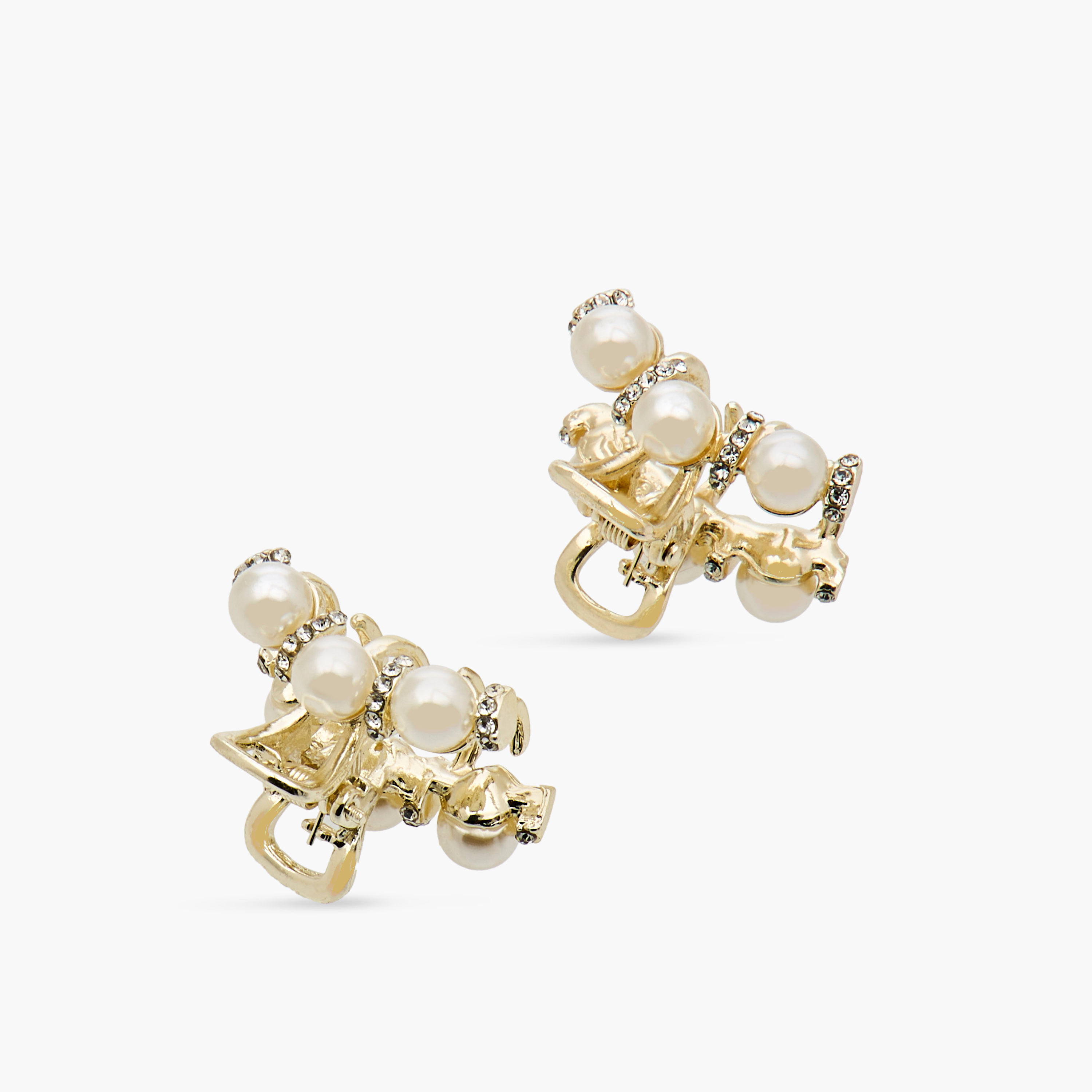 Pack of 2 Bulldog Hair Clamp with Pearl Embellishments-women-hairaccessories-clamps-image-3