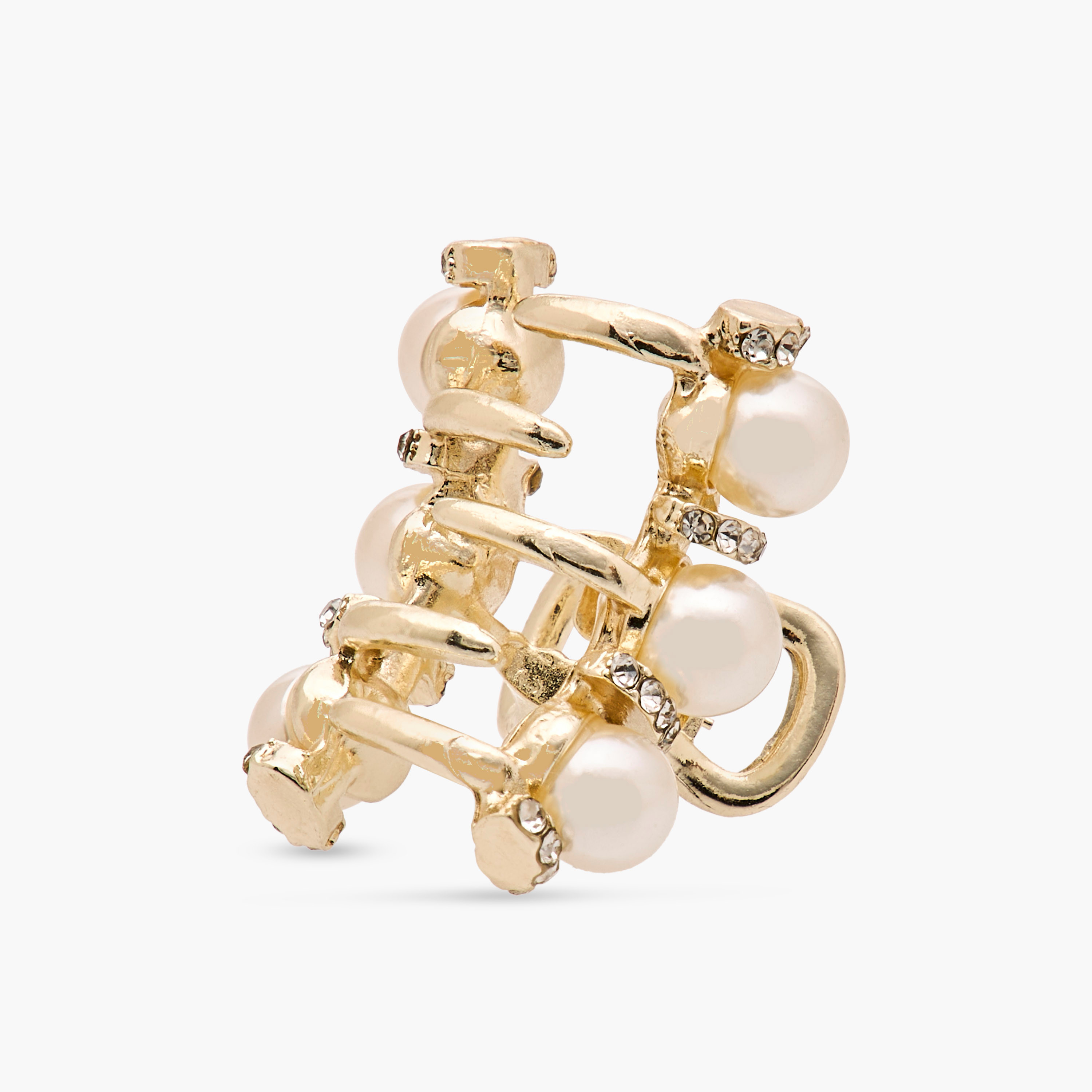 Pack of 2 Bulldog Hair Clamp with Pearl Embellishments-women-hairaccessories-clamps-image-4