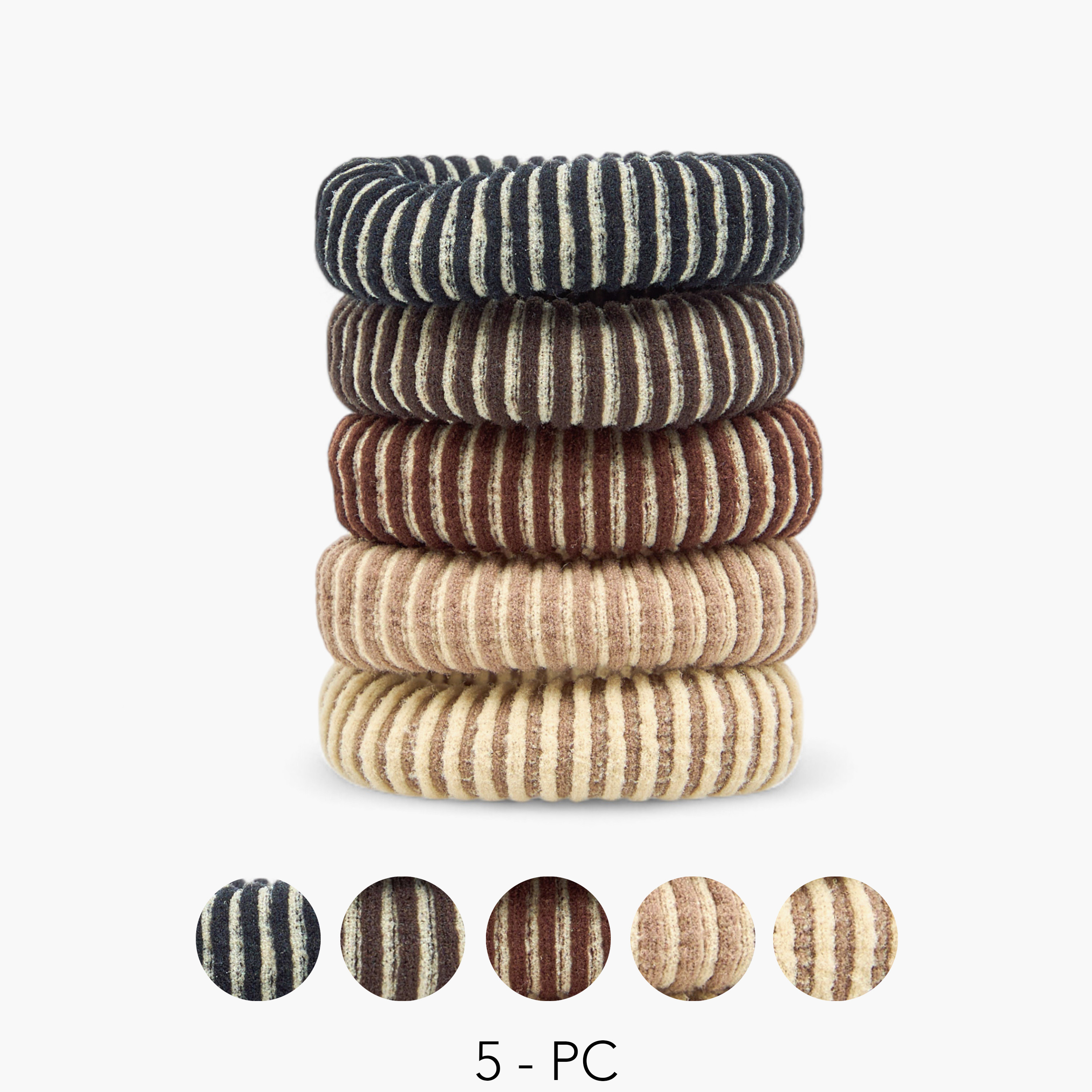 Pack of 5 Ribbed Fabric Hair Scrunchie-women-hairaccessories-scrunchies-image-1