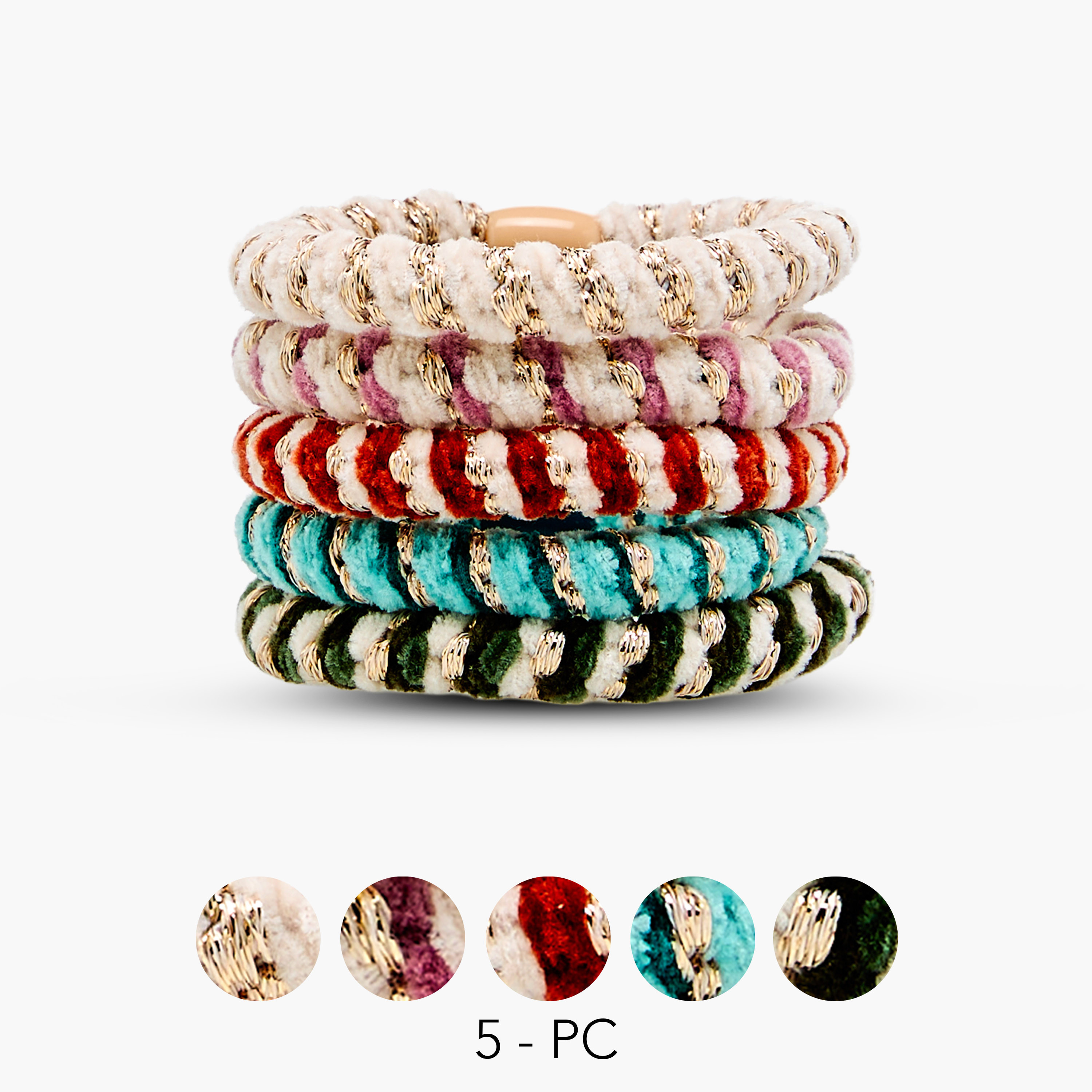 طقم ربطات شعر مخملية من 5 قطع-women-hairaccessories-scrunchies-image-1