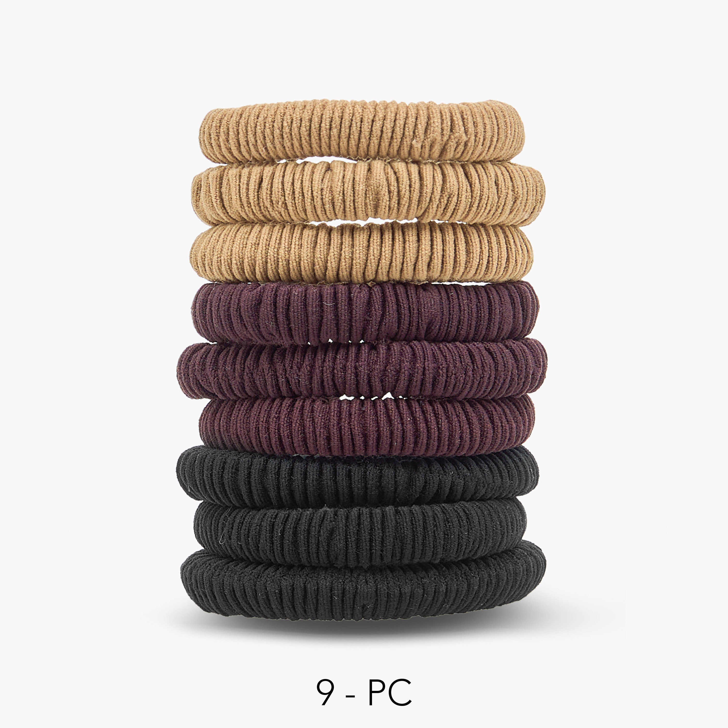 Pack of 9 Pleated Fabric Hair Scrunchie-women-hairaccessories-scrunchies-image-1