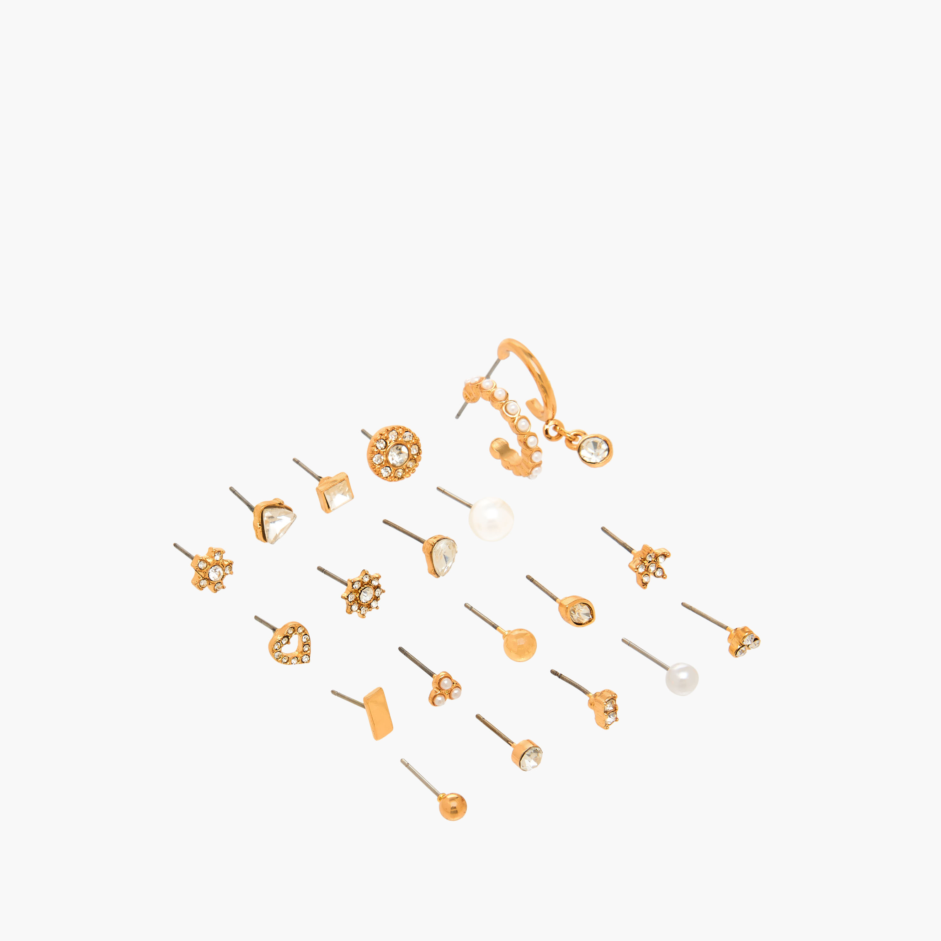 Pack of 20 Metallic Embellished Stud Earrings with Pushback Closure-women-watchesandjewellery-jewellery-earrings-image-3