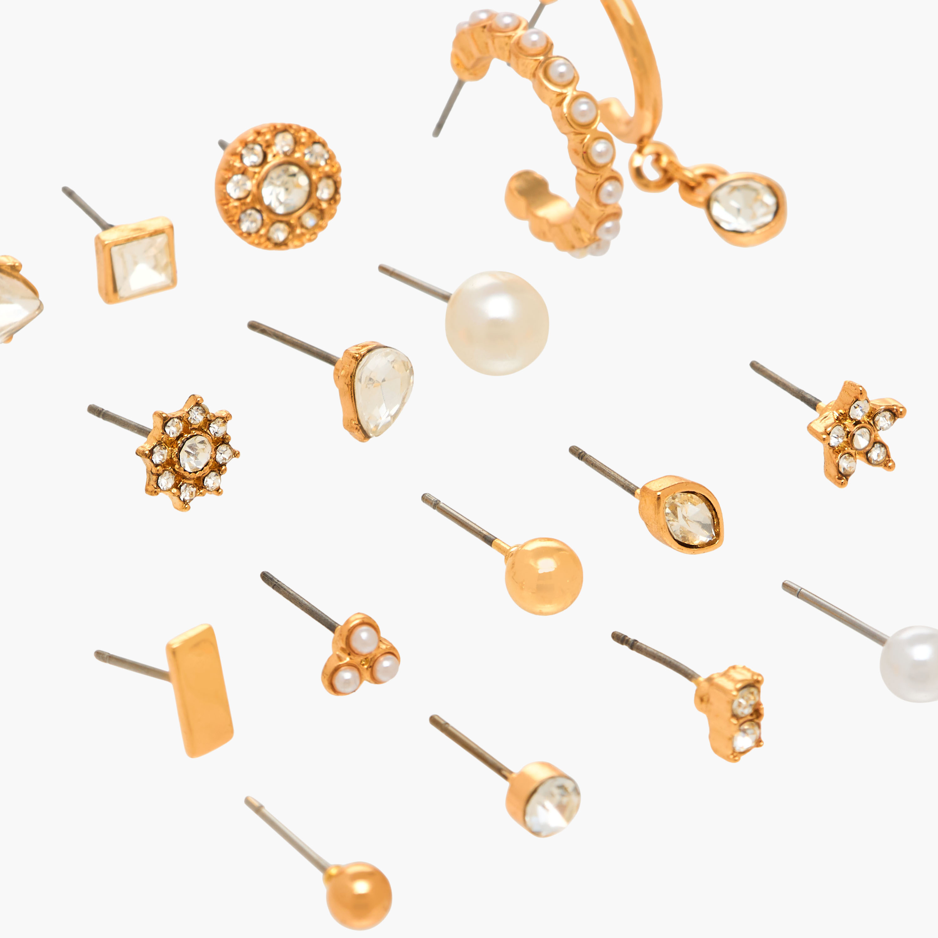 Pack of 20 Metallic Embellished Stud Earrings with Pushback Closure-women-watchesandjewellery-jewellery-earrings-image-4