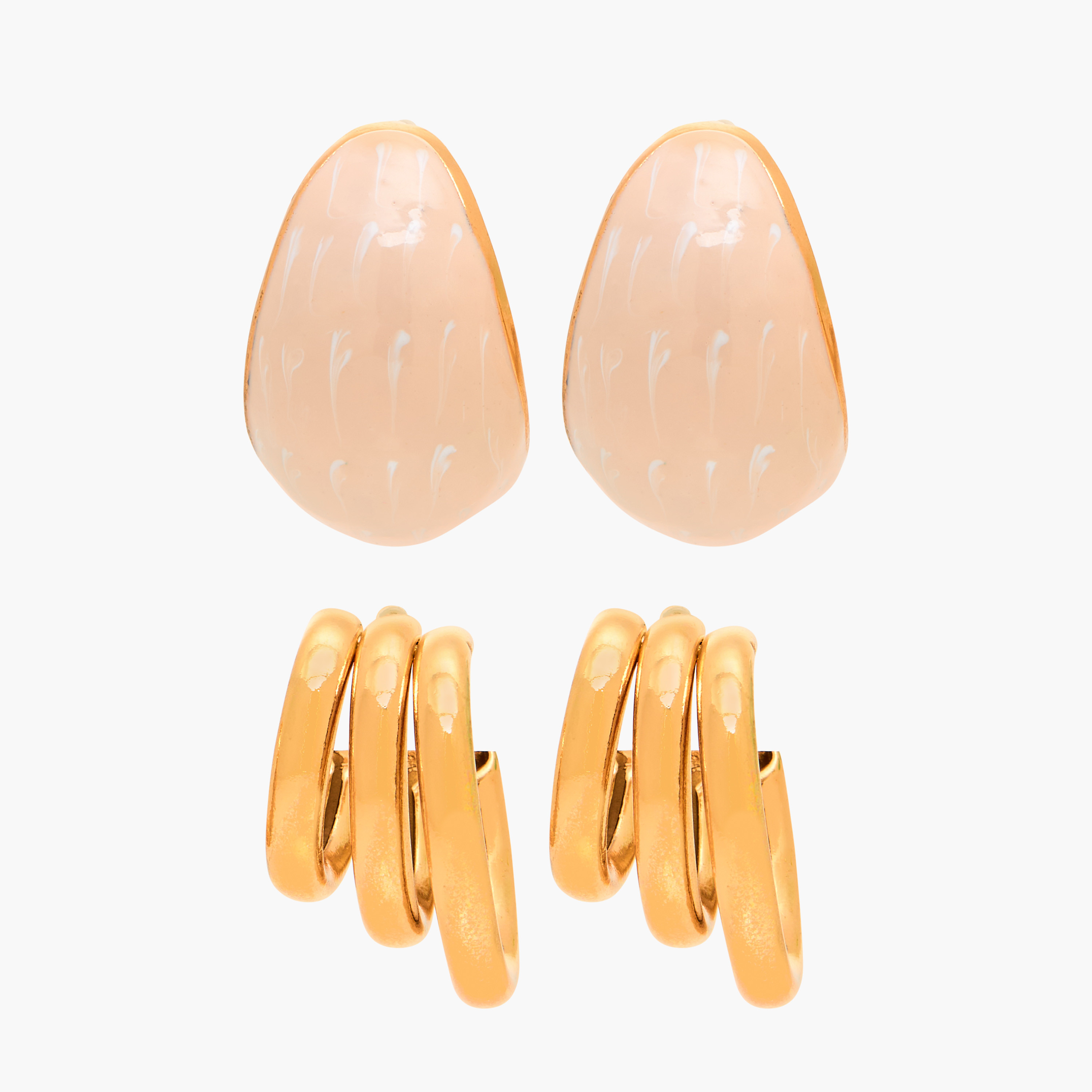Pack of 2 Metallic Stud Earrings with Pushback Closure-women-watchesandjewellery-jewellery-earrings-image-1