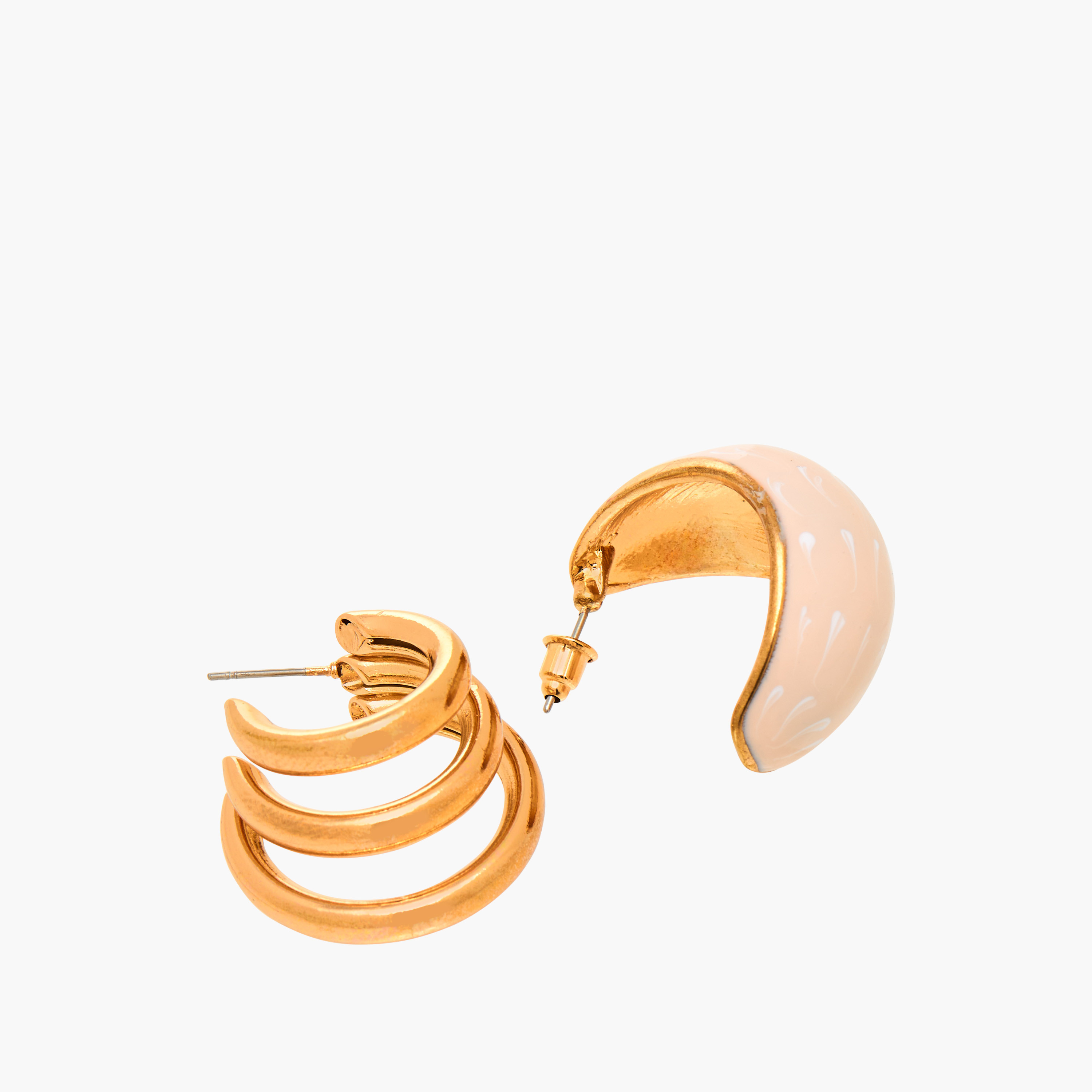 Pack of 2 Metallic Stud Earrings with Pushback Closure-women-watchesandjewellery-jewellery-earrings-image-3