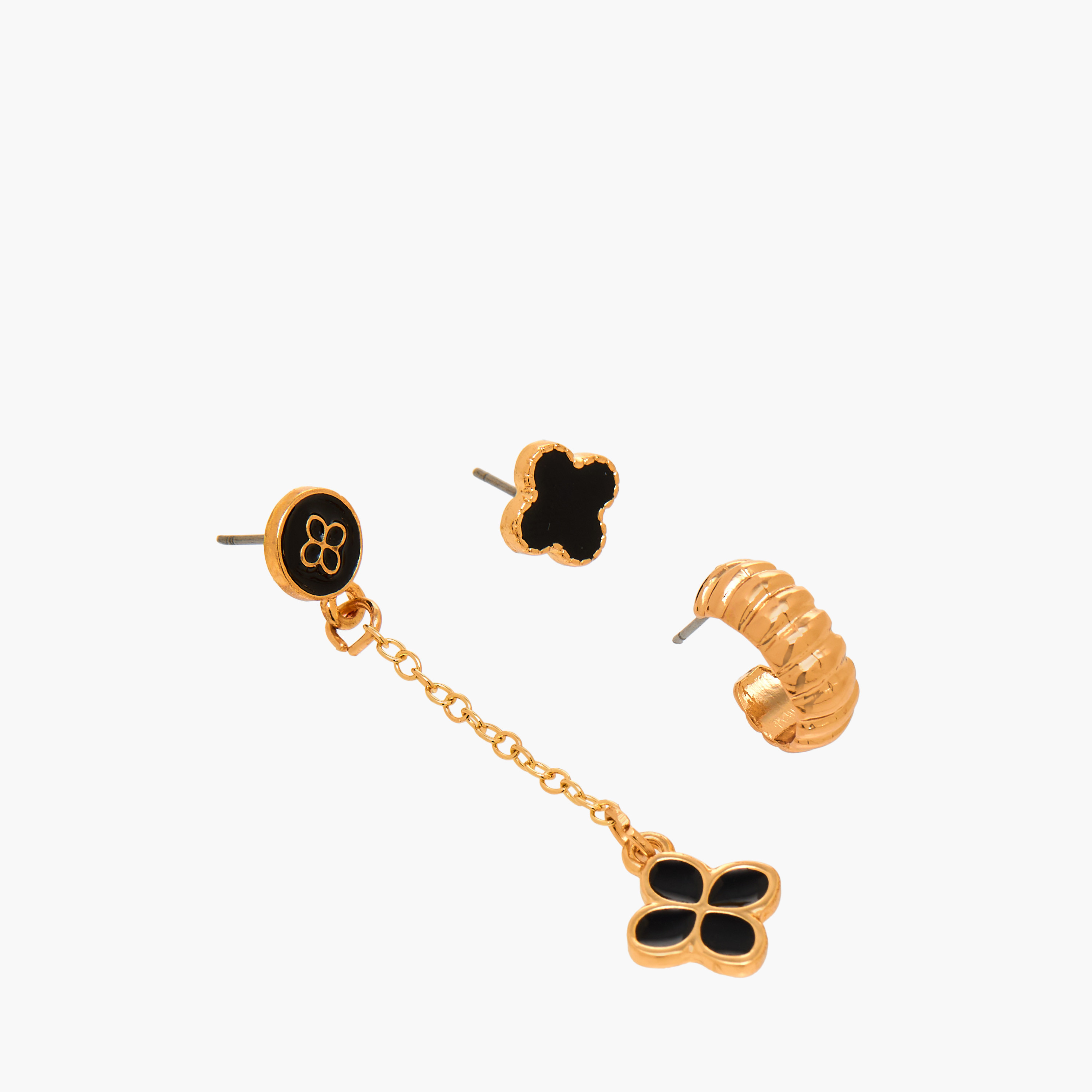 Pack of 3 Metallic Earrings with Pushback Closure-women-watchesandjewellery-jewellery-earrings-image-3