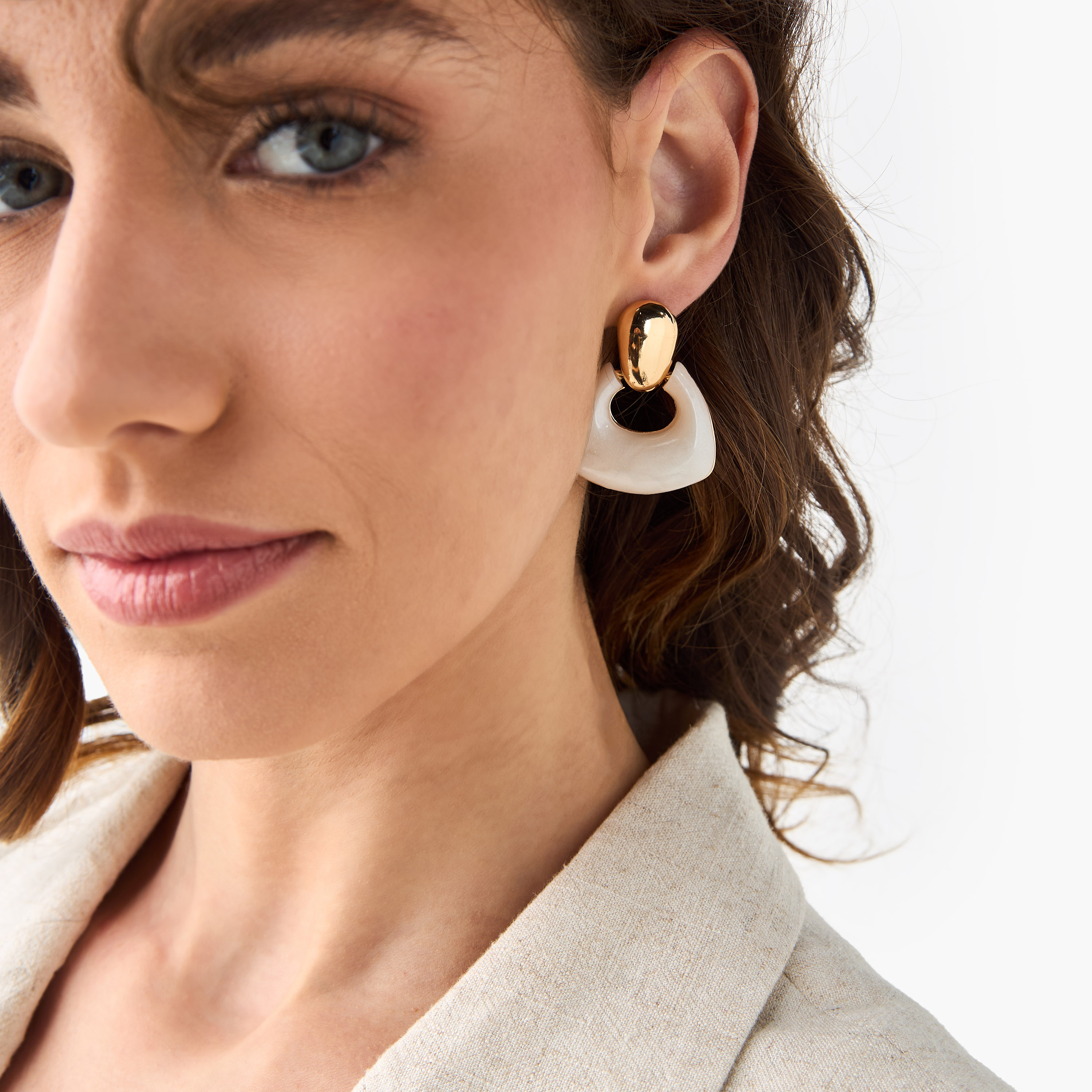 Metallic Stud Earrings with Pushback Closure-women-watchesandjewellery-jewellery-earrings-image-2