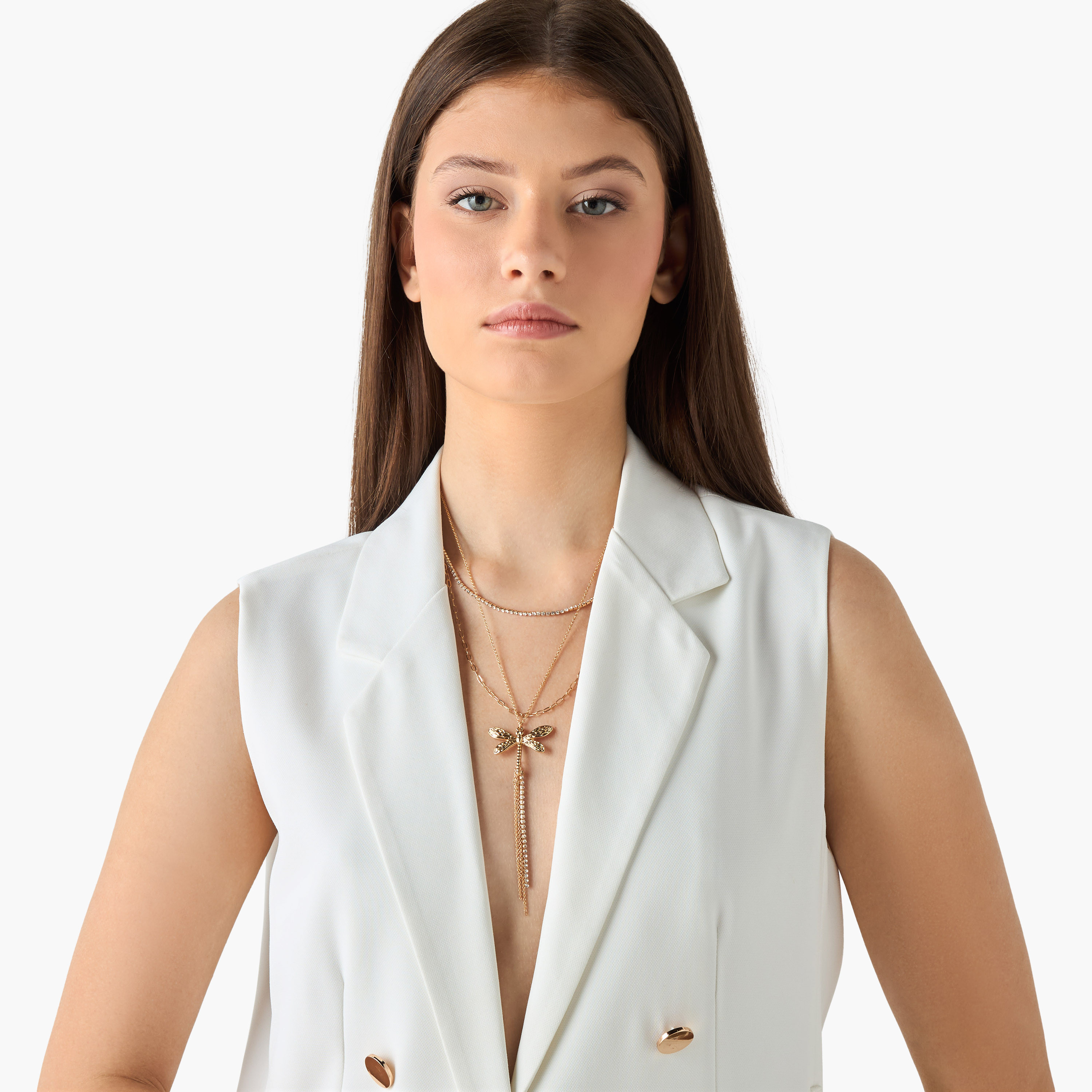 طقم من 3 - قلادة طبقات بدلاية فراشة ومشبك إغلاق-women-watchesandjewellery-jewellery-necklacesandpendants-image-2
