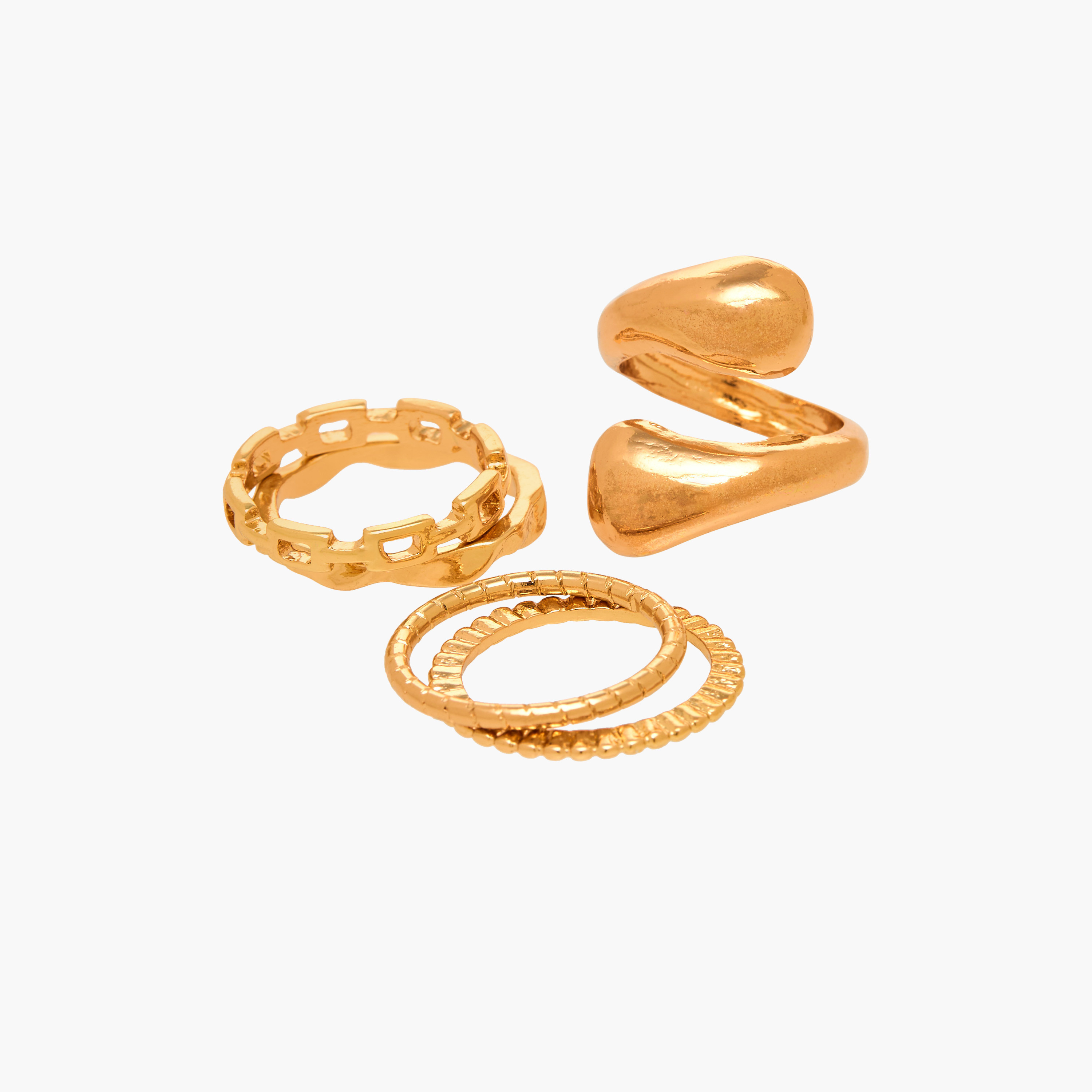 خاتم معدن بارز الملمس - مجموعة من 5 قطع-women-watchesandjewellery-jewellery-rings-image-3