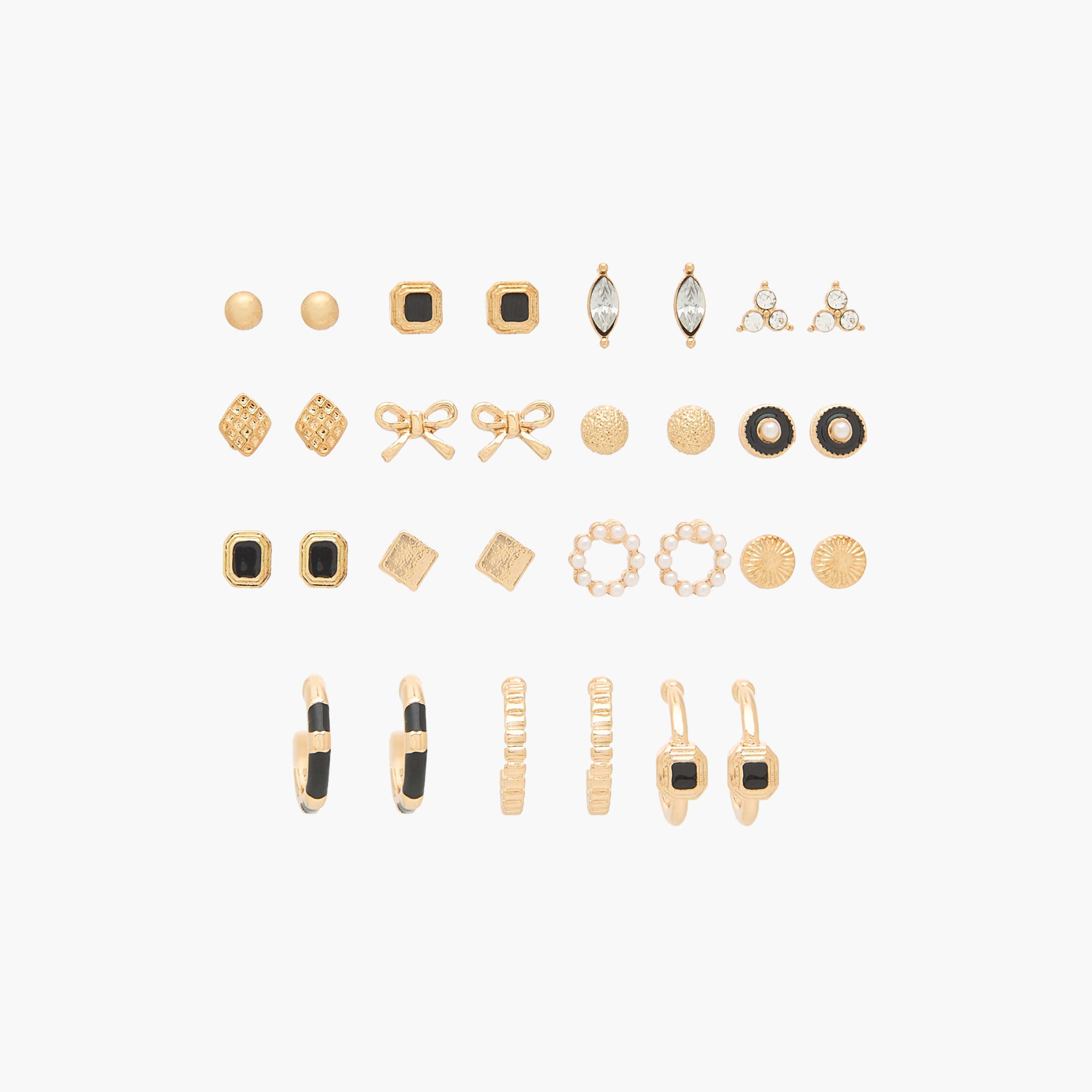 طقم من 15 - أقراط متنوعة بمكبس إغلاق خلفي-women-watchesandjewellery-jewellery-earrings-image-1