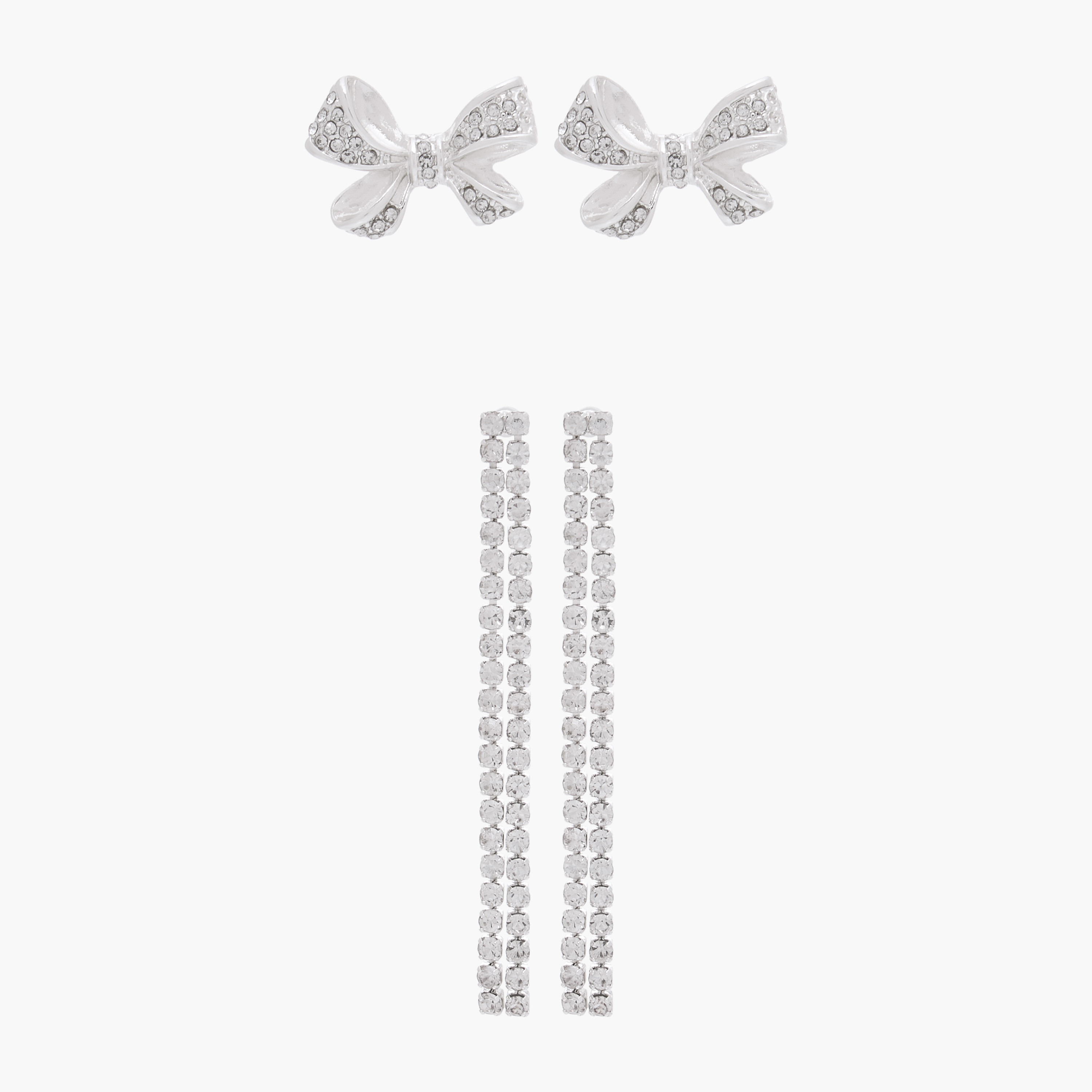 Pack of 2 Rhinestone Embellished Earrings with Pushback Closure-women-watchesandjewellery-jewellery-earrings-image-1