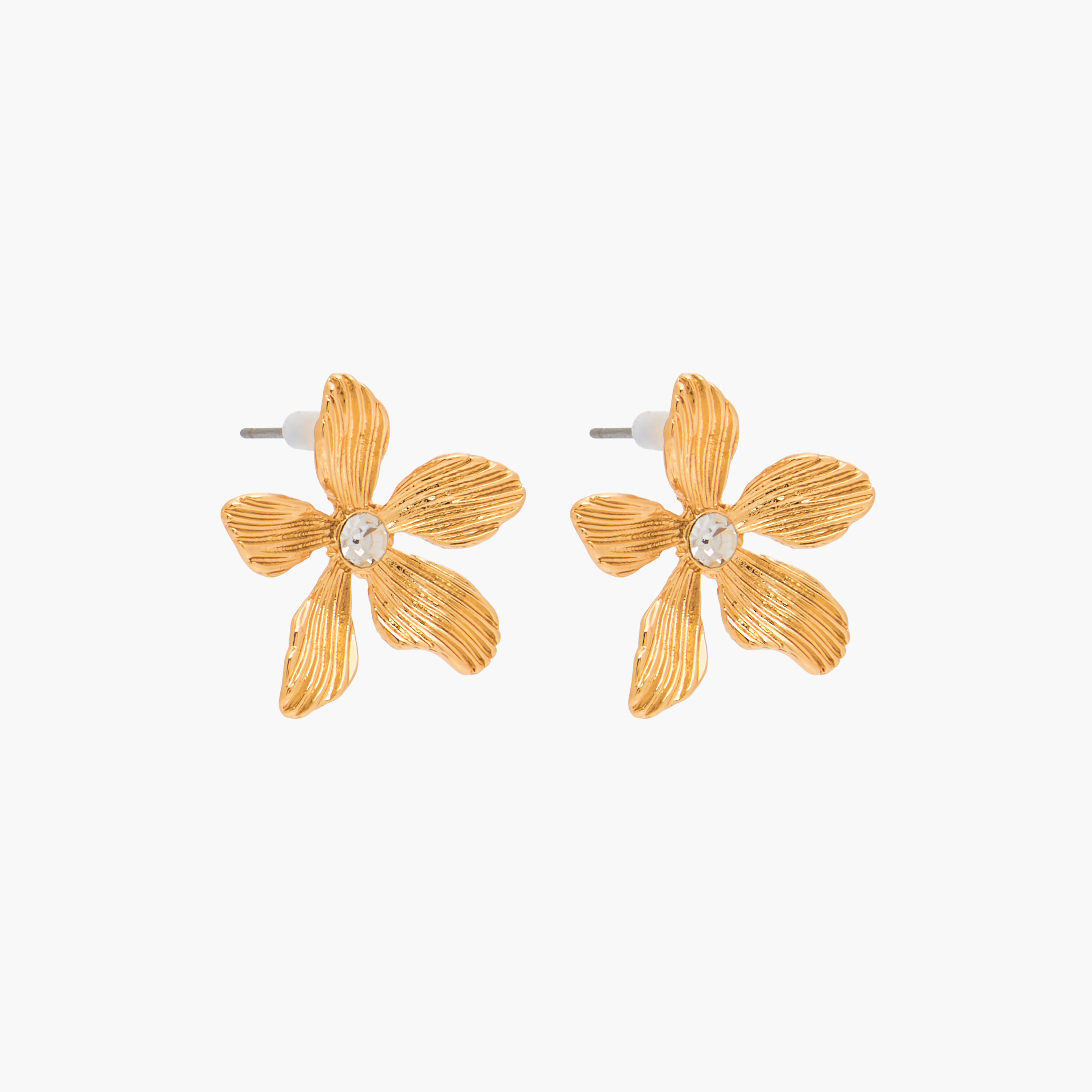 Pack of 3 Metallic Floral Stud Earrings with Pushback Closure-women-watchesandjewellery-jewellery-earrings-image-4