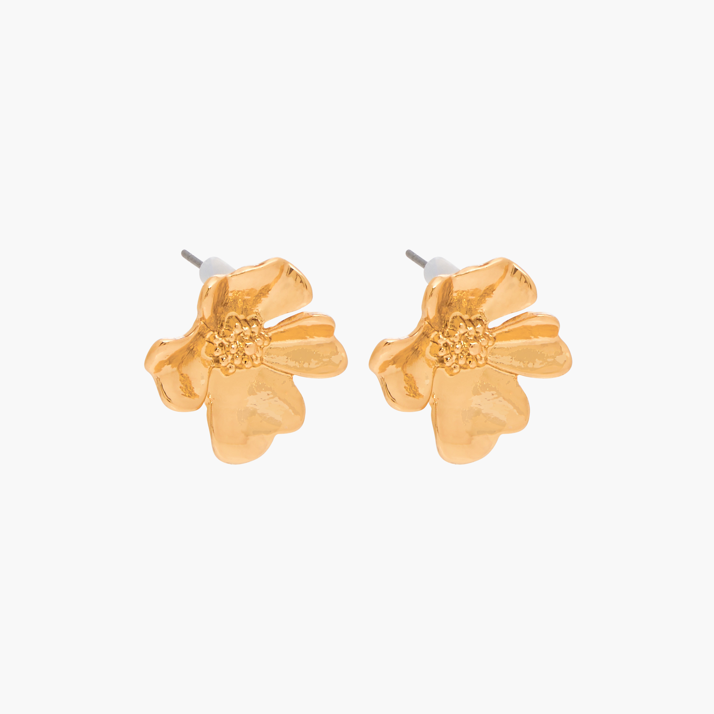 Pack of 3 Metallic Floral Stud Earrings with Pushback Closure-women-watchesandjewellery-jewellery-earrings-image-5