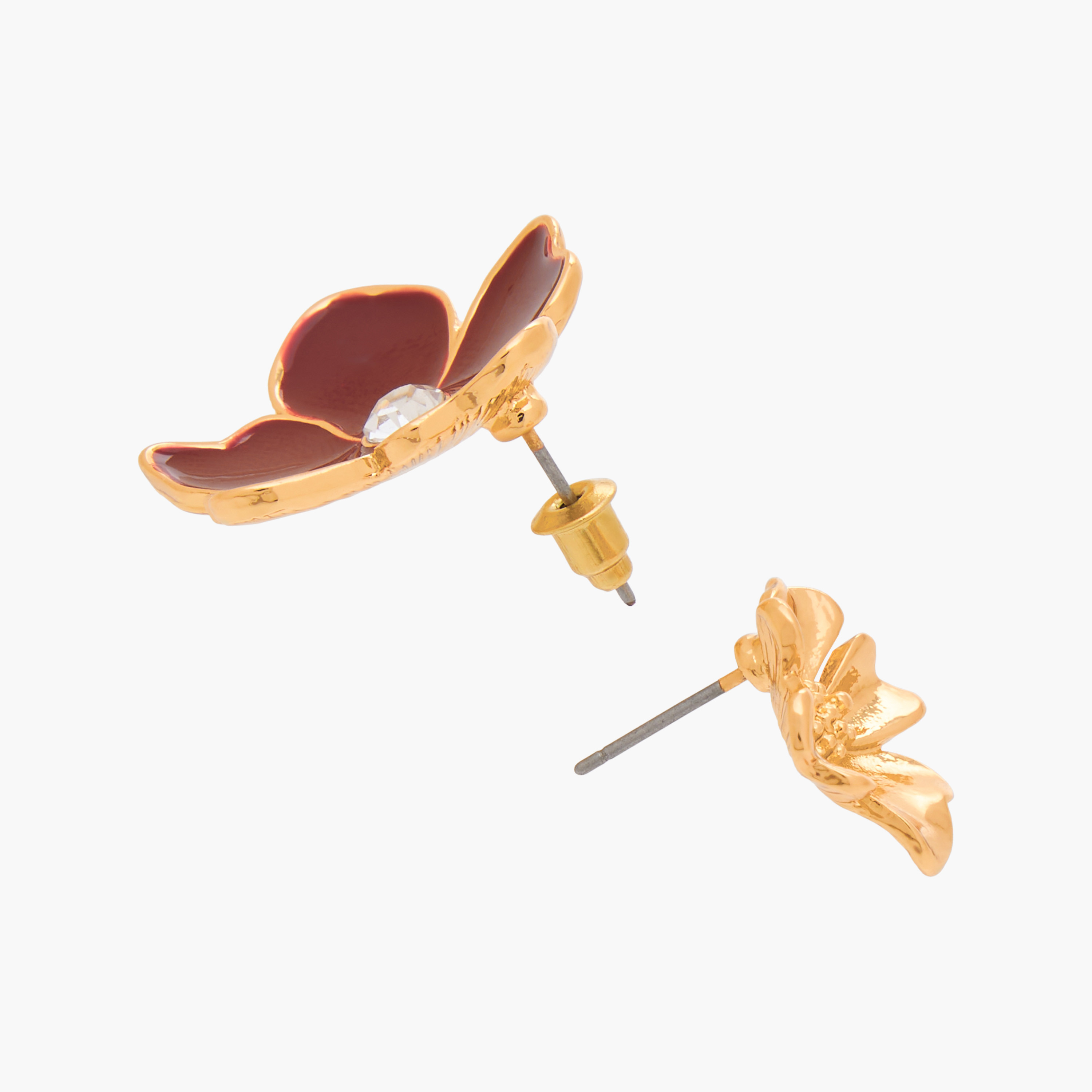Pack of 3 Metallic Floral Stud Earrings with Pushback Closure-women-watchesandjewellery-jewellery-earrings-image-7