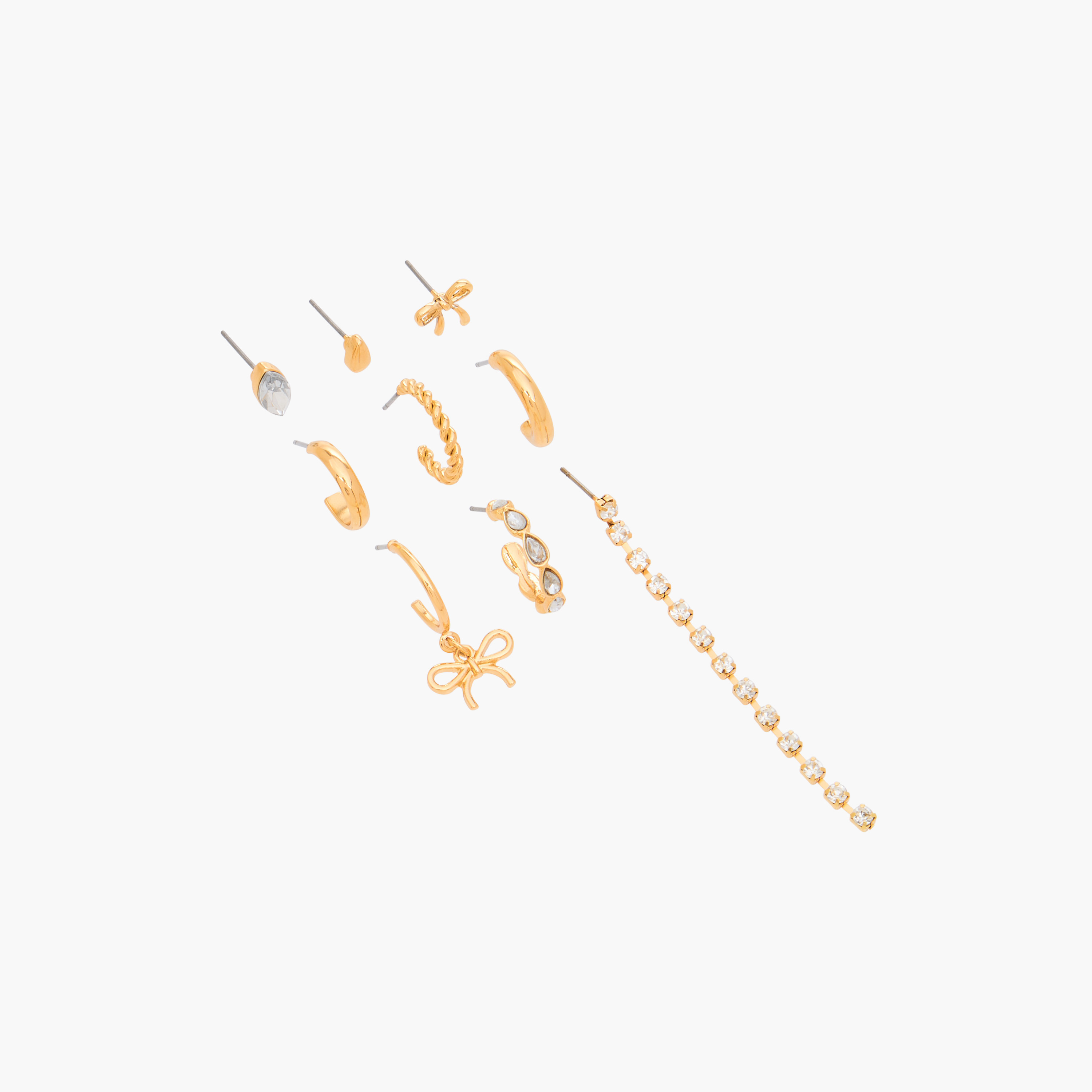 Pack of 9 Gold Tone Stud and Hoop Earrings-women-watchesandjewellery-jewellery-earrings-image-3