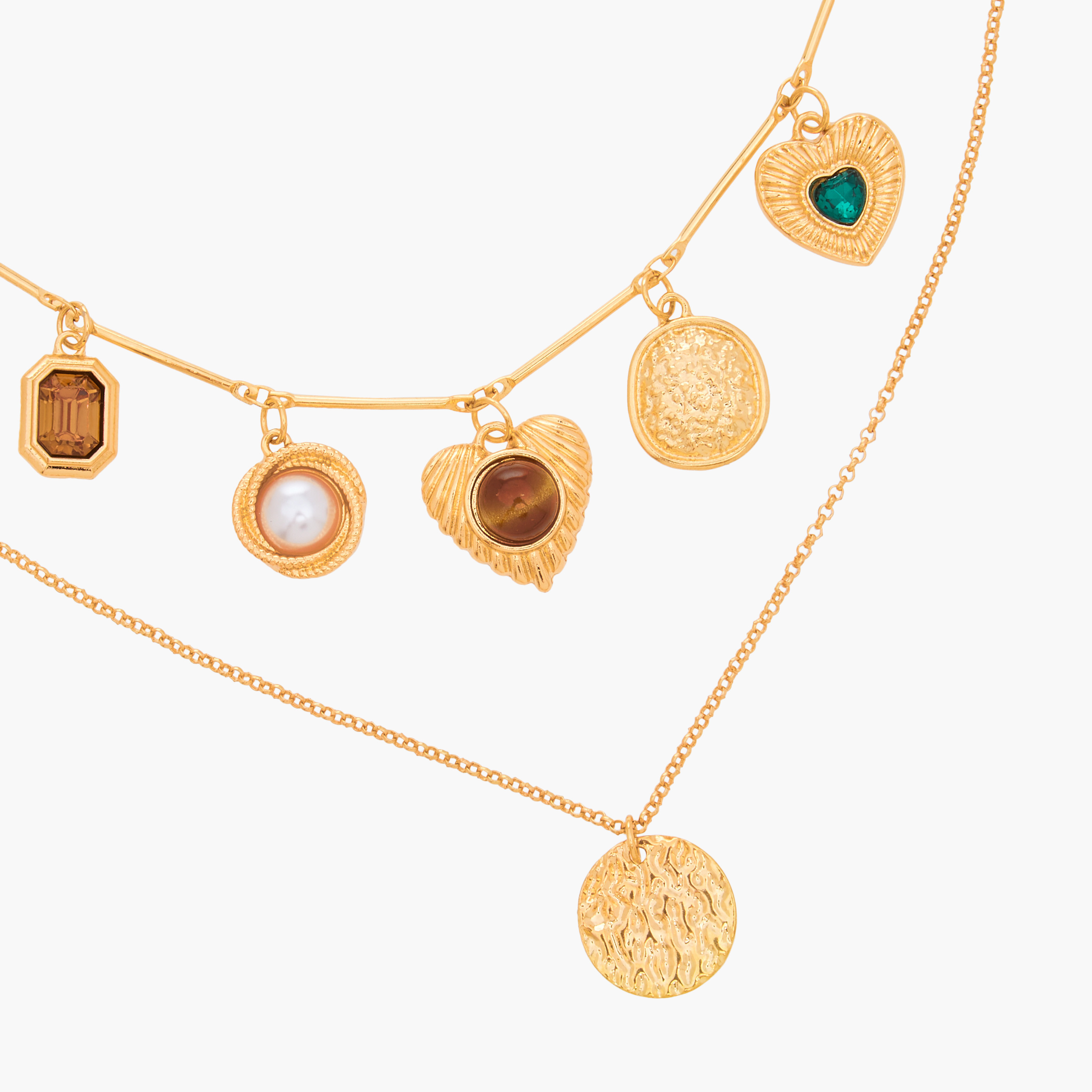 Metallic Layered Necklace with Charms-women-watchesandjewellery-jewellery-necklacesandpendants-image-4