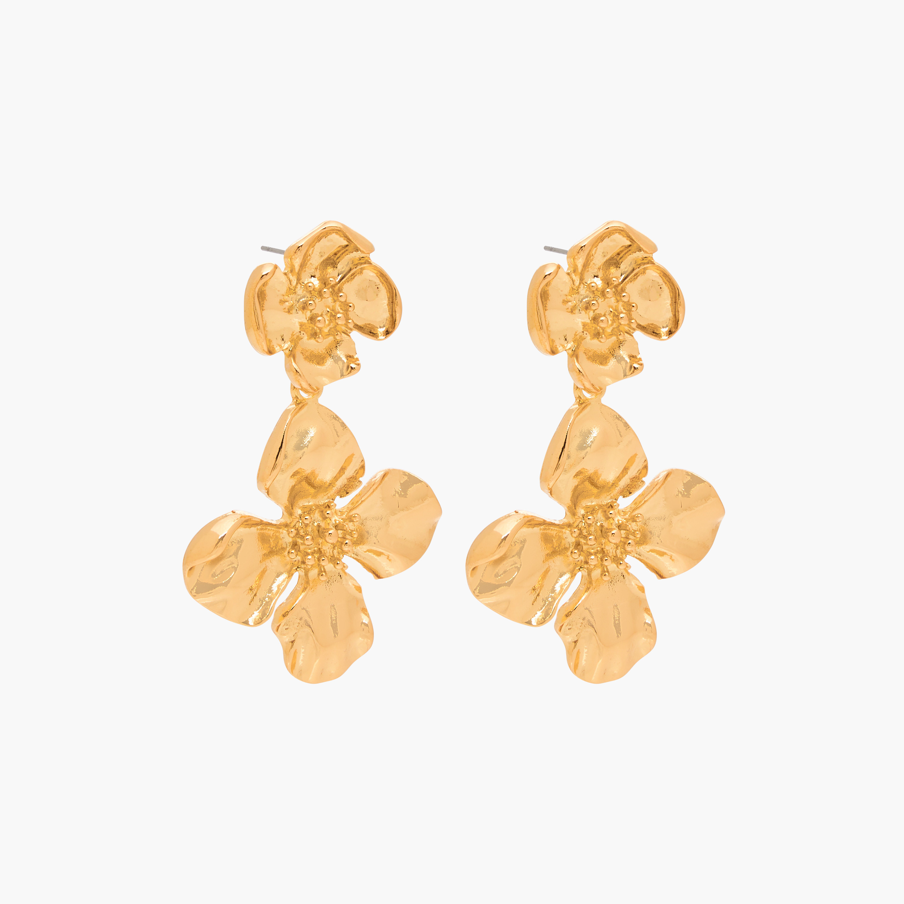 Metallic Floral Dangler Earrings with Pushback Closure-women-watchesandjewellery-jewellery-earrings-image-3
