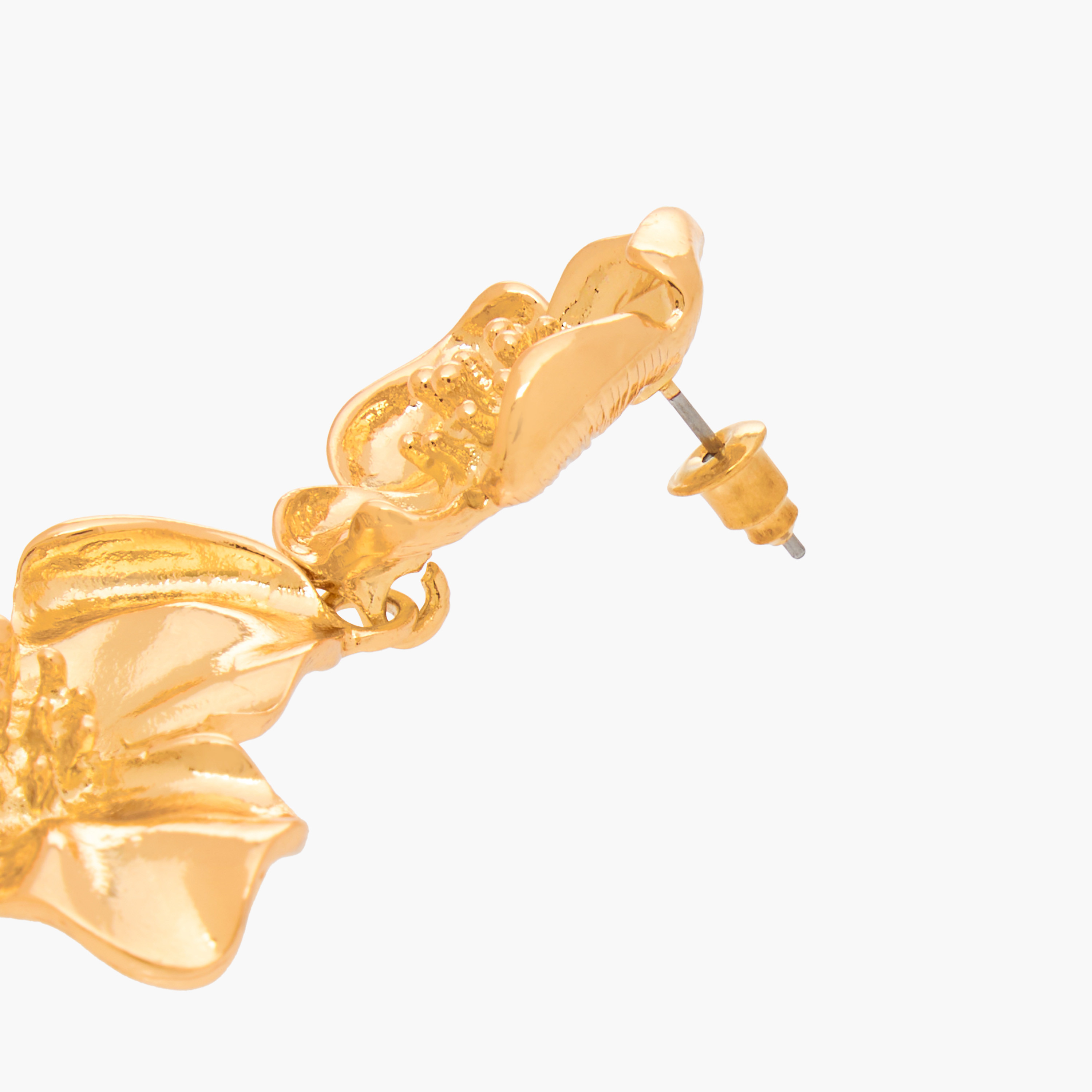 Metallic Floral Dangler Earrings with Pushback Closure-women-watchesandjewellery-jewellery-earrings-image-5