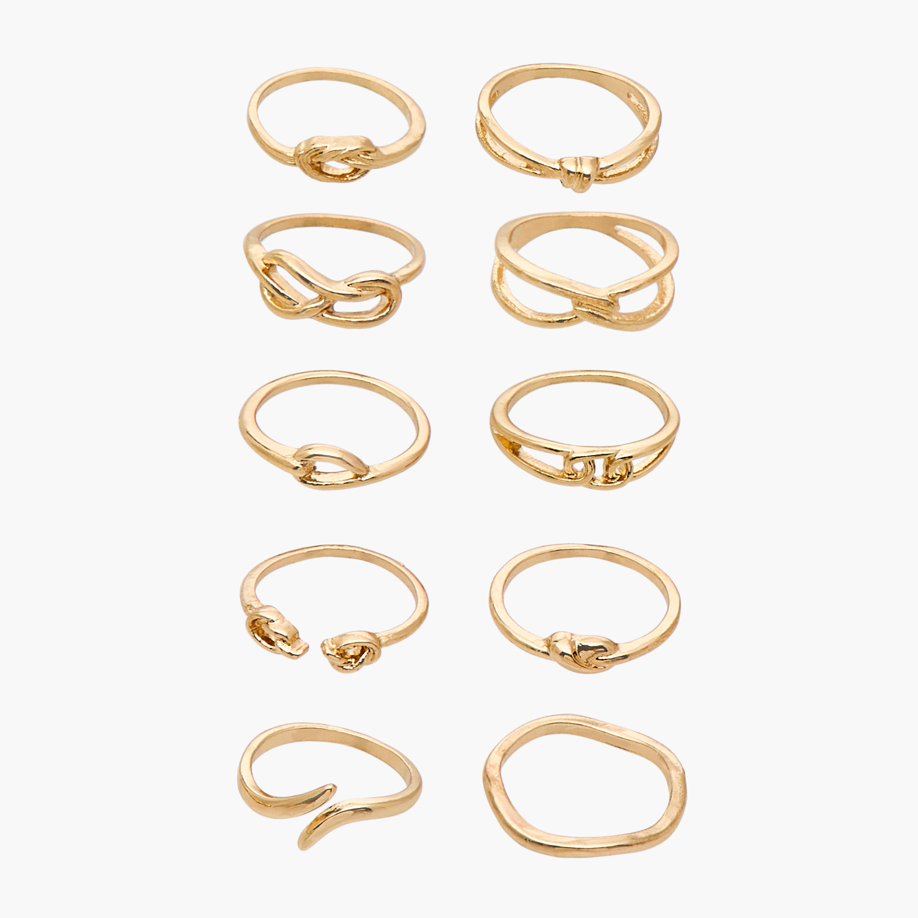 Gloo Pack of 10 Metallic Rings-women-watchesandjewellery-jewellery-rings-image-1