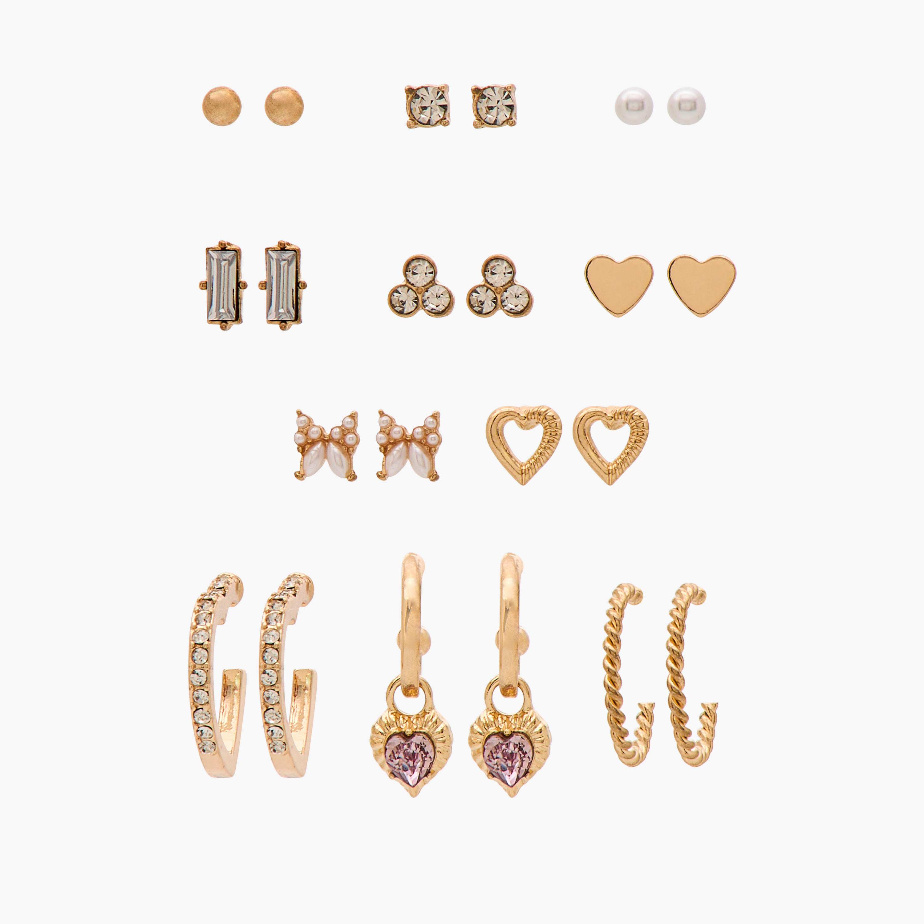 Gloo Pack of 12 Metal Assorted Earring with Pushback Closure-women-watchesandjewellery-jewellery-earrings-image-1