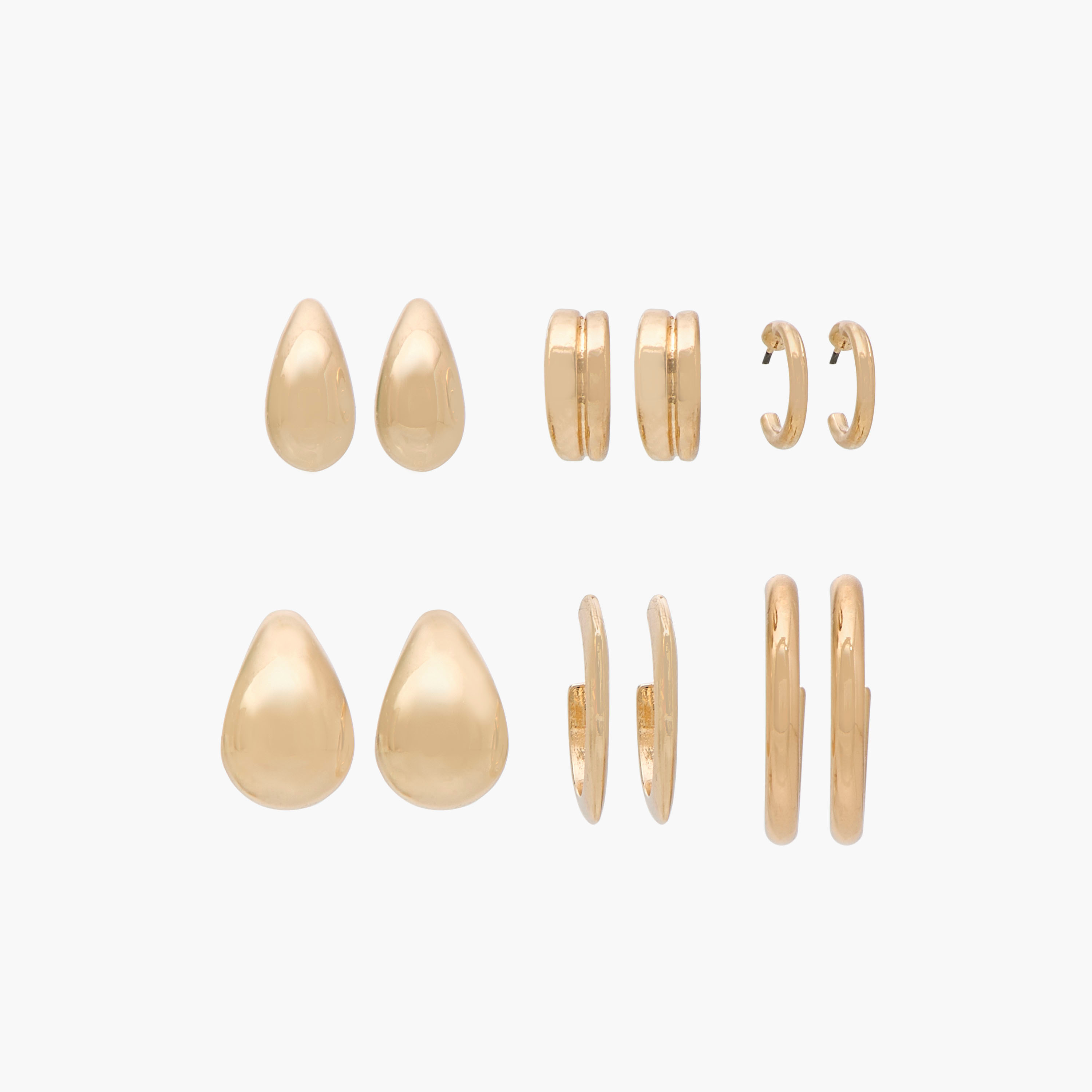 Gloo Pack of 6 Metallic Earrings with Pushback Closure-women-watchesandjewellery-jewellery-earrings-image-1