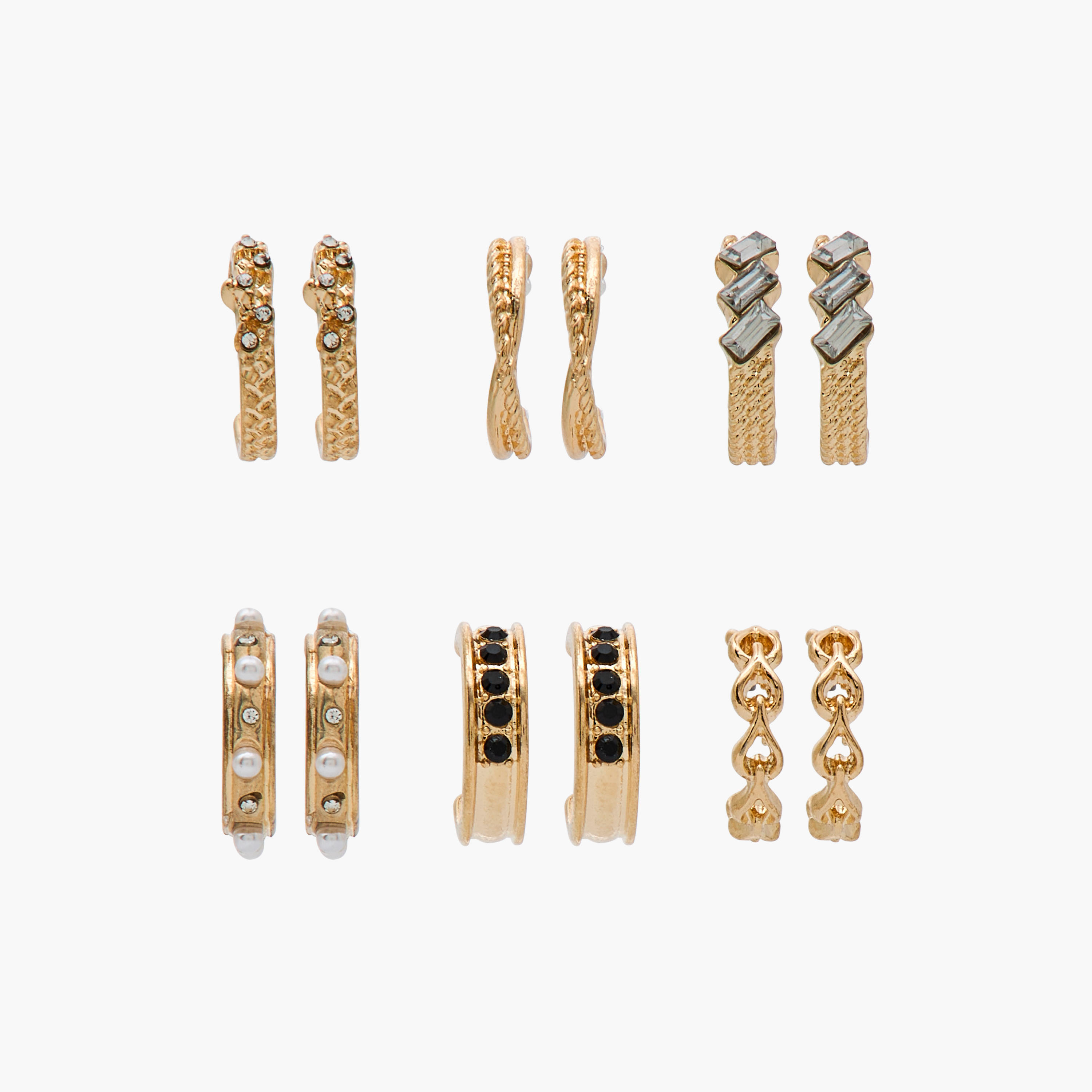 Gloo Pack of 6 Metal Hoop Earring with Pushback Closure-women-watchesandjewellery-jewellery-earrings-image-1