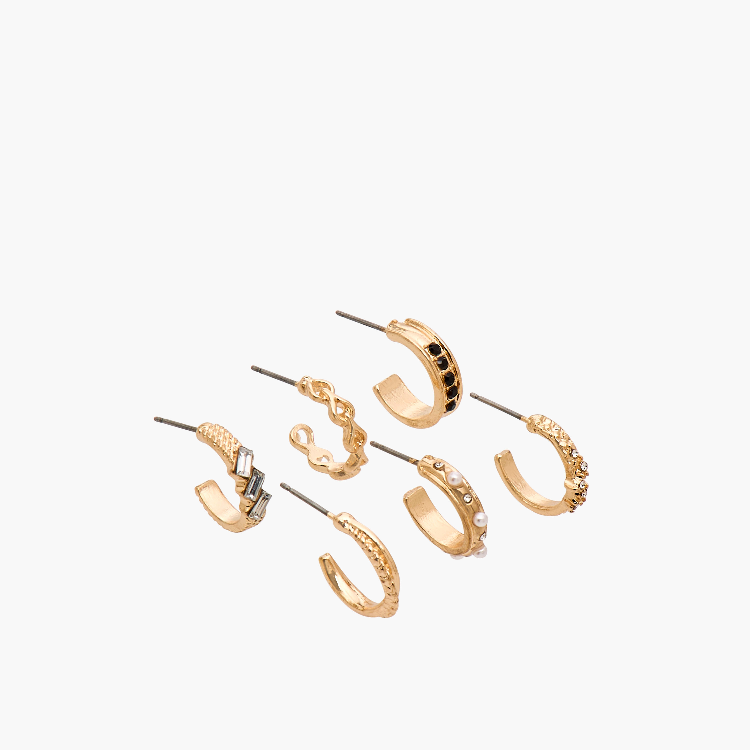 Gloo Pack of 6 Metal Hoop Earring with Pushback Closure-women-watchesandjewellery-jewellery-earrings-image-2