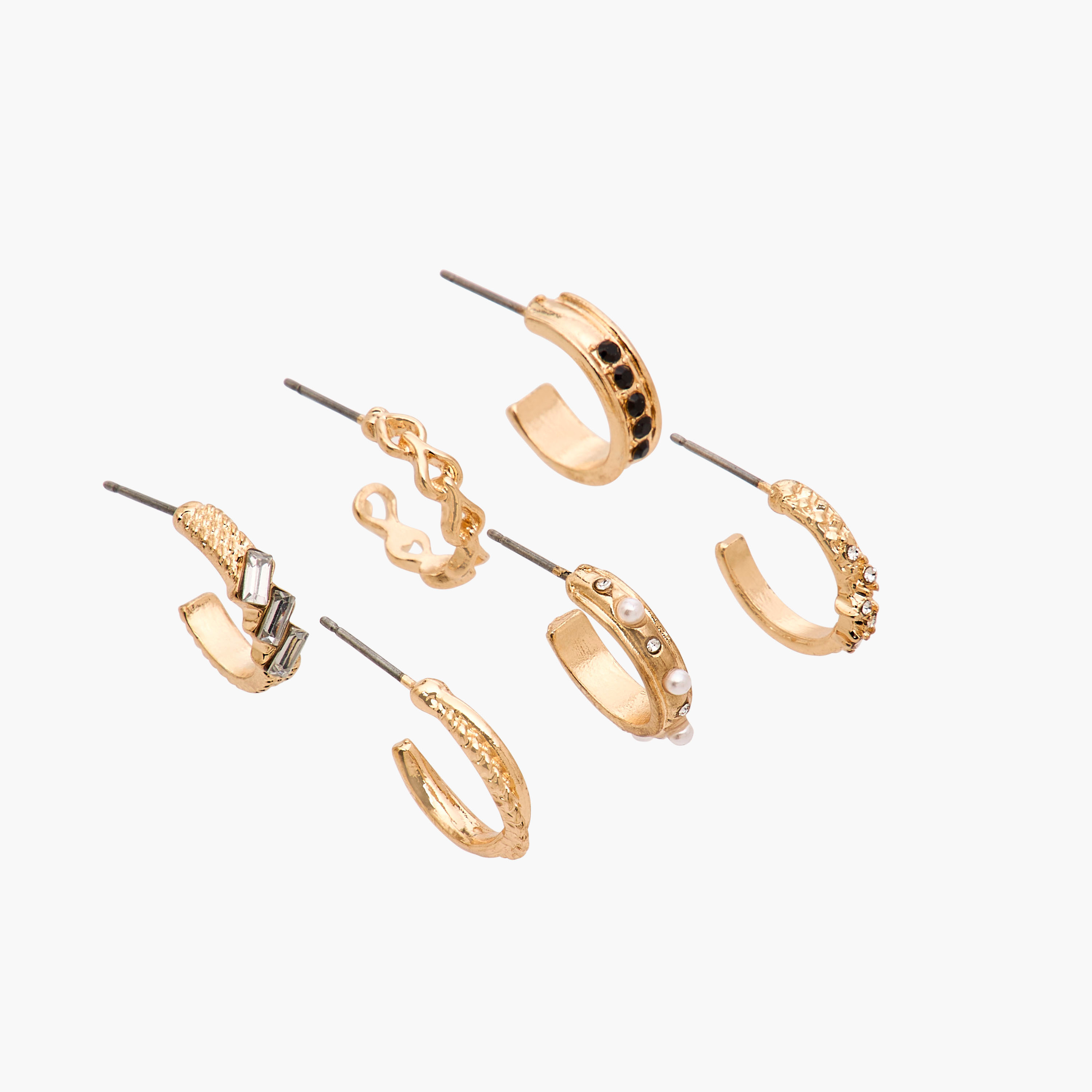 Gloo Pack of 6 Metal Hoop Earring with Pushback Closure-women-watchesandjewellery-jewellery-earrings-image-3