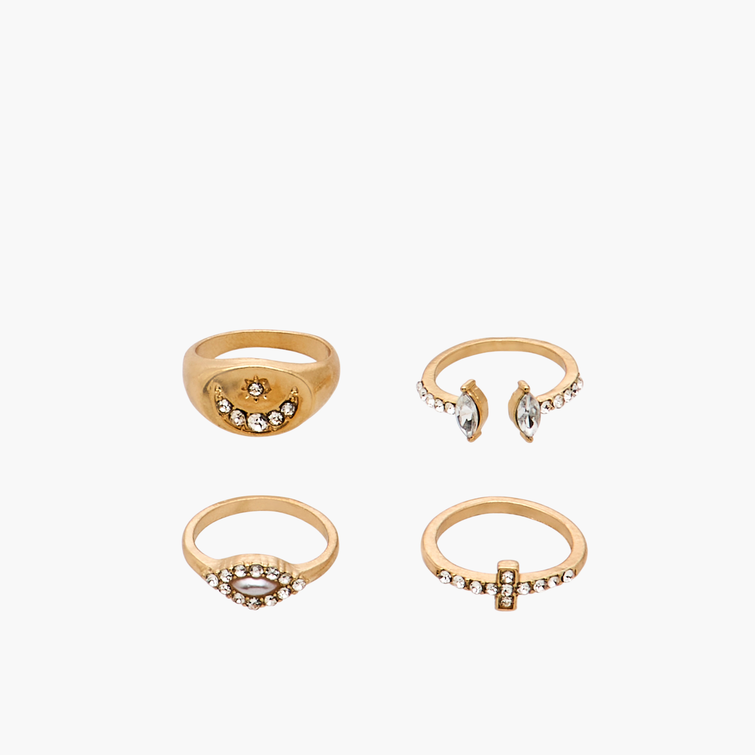 Gloo Pack of 8 Embellished Metal Ring-women-watchesandjewellery-jewellery-rings-image-2