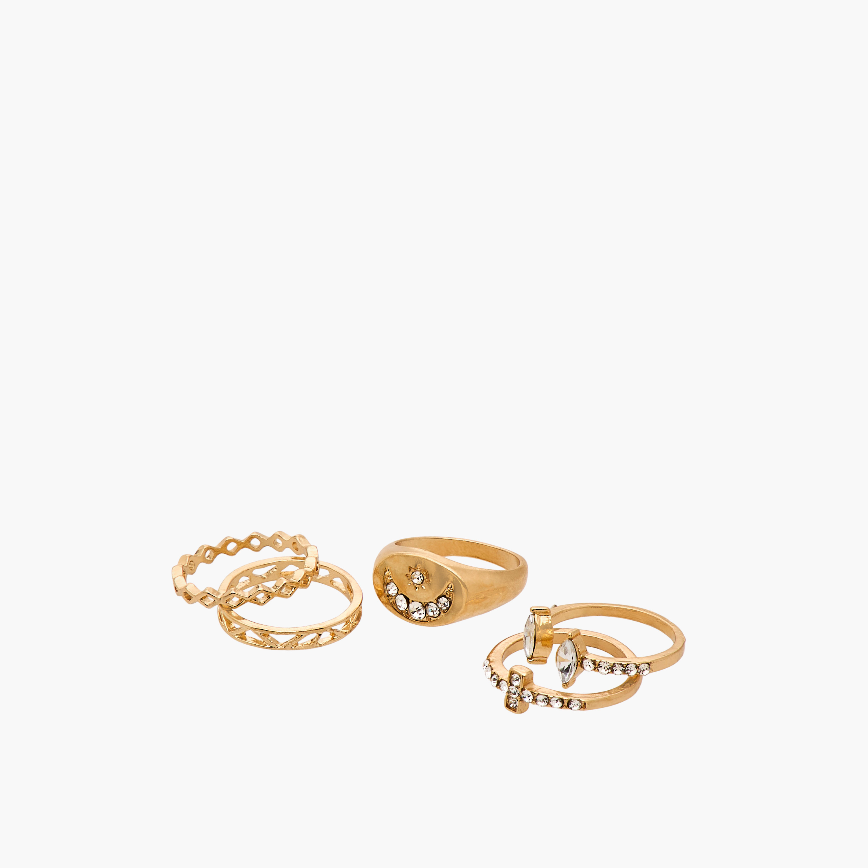 Gloo Pack of 8 Embellished Metal Ring-women-watchesandjewellery-jewellery-rings-image-4