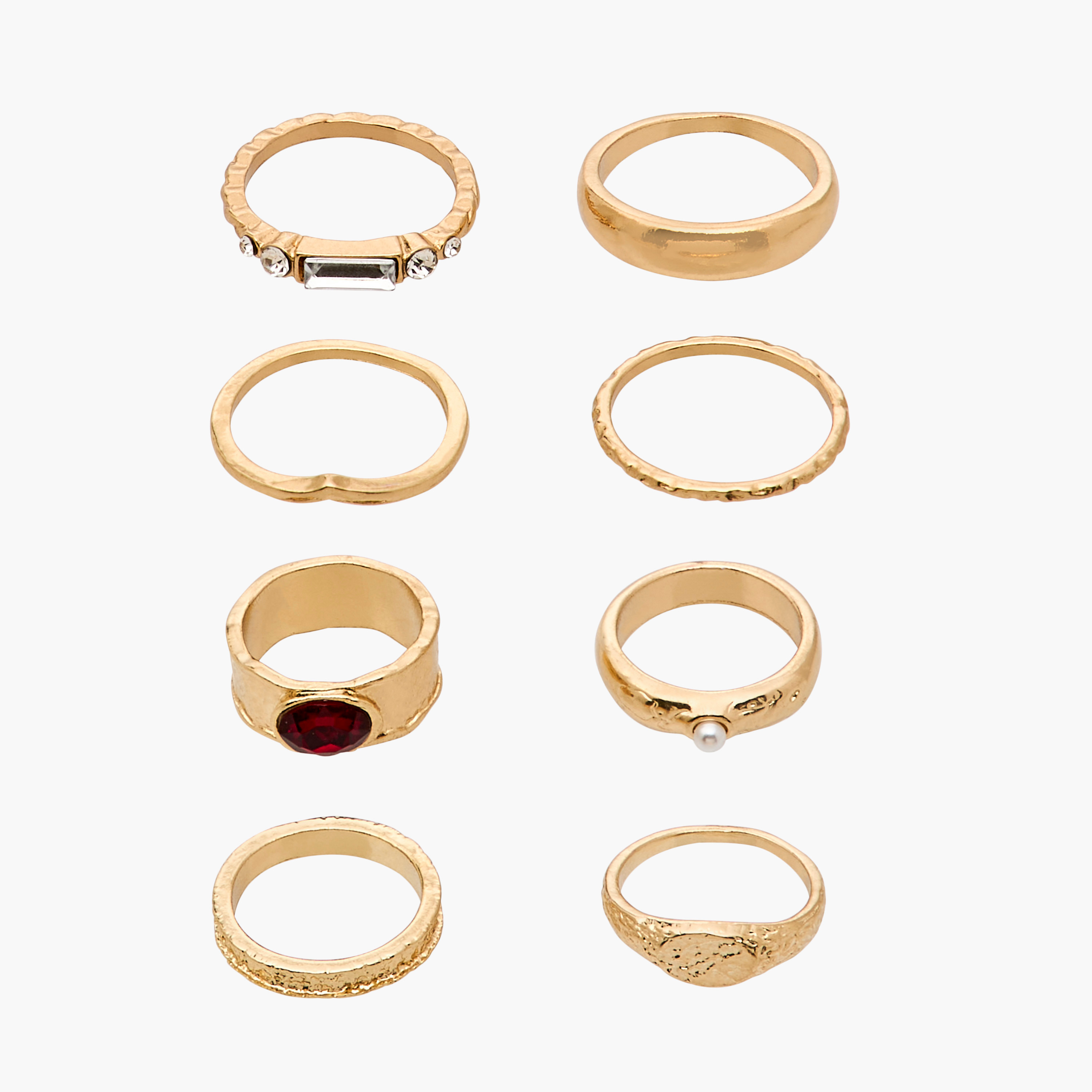 Gloo Pack of 8 Metallic Rings-women-watchesandjewellery-jewellery-rings-image-1
