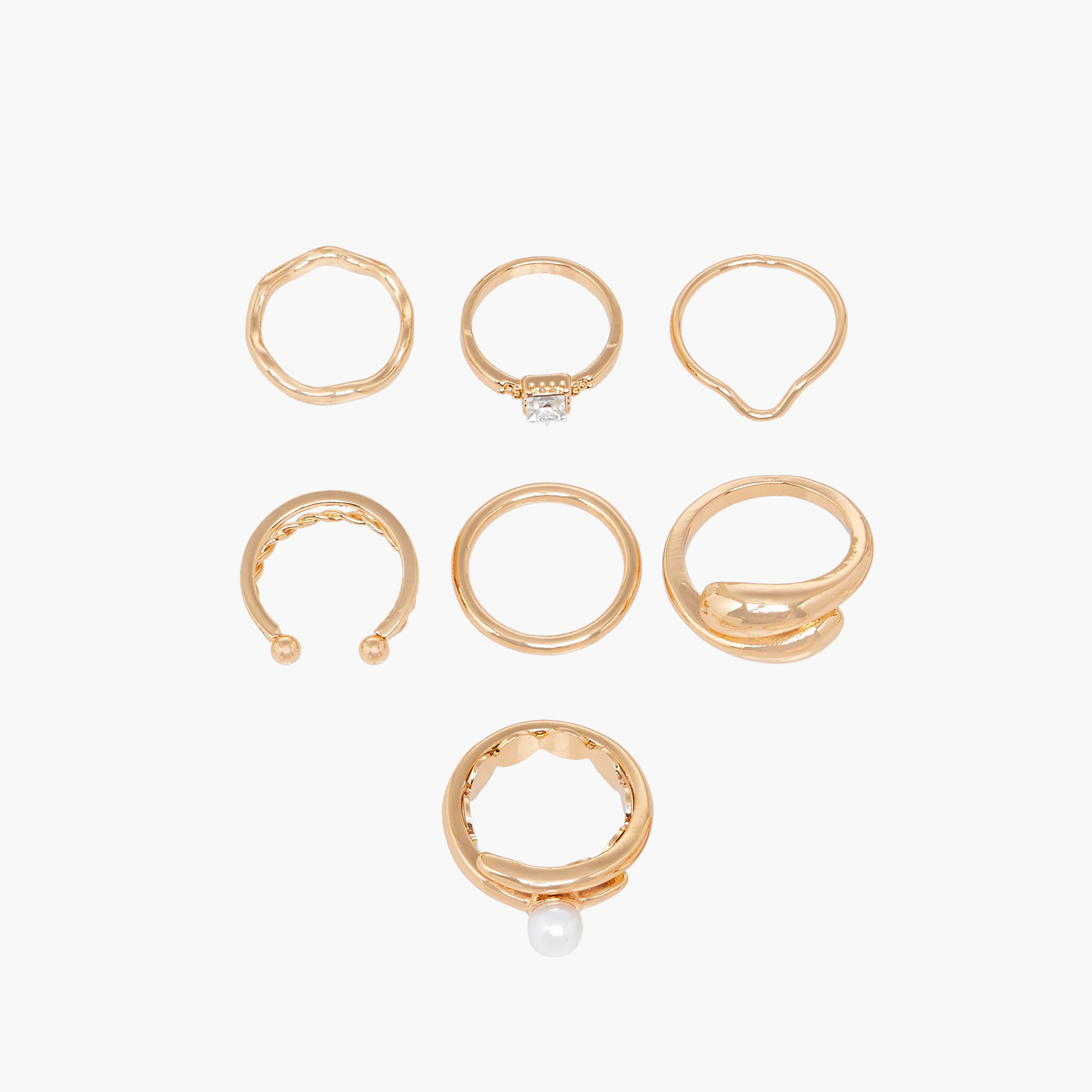 Gloo Pack of 7 Assorted Metal Ring-women-watchesandjewellery-jewellery-rings-image-1