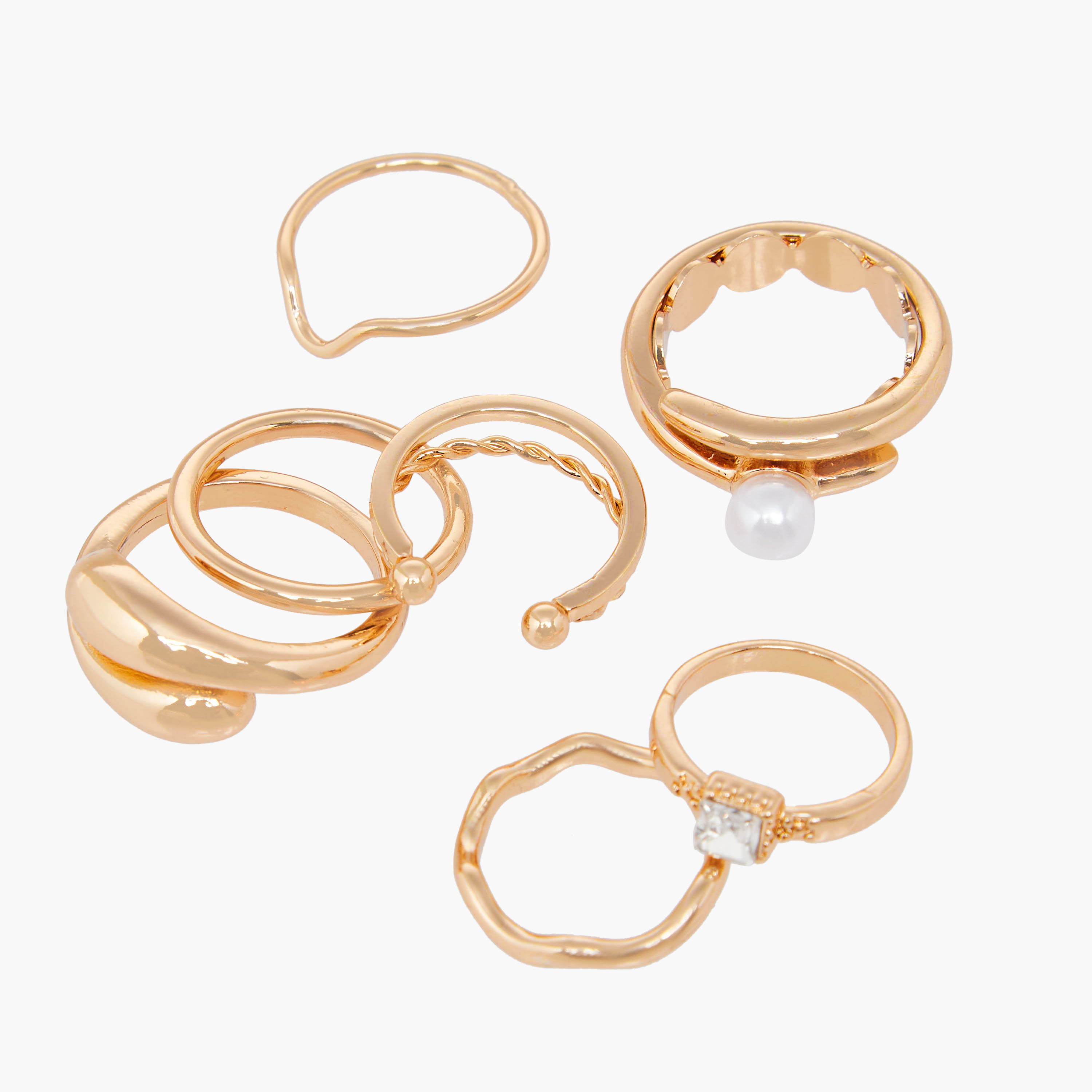 Gloo Pack of 7 Assorted Metal Ring-women-watchesandjewellery-jewellery-rings-image-2