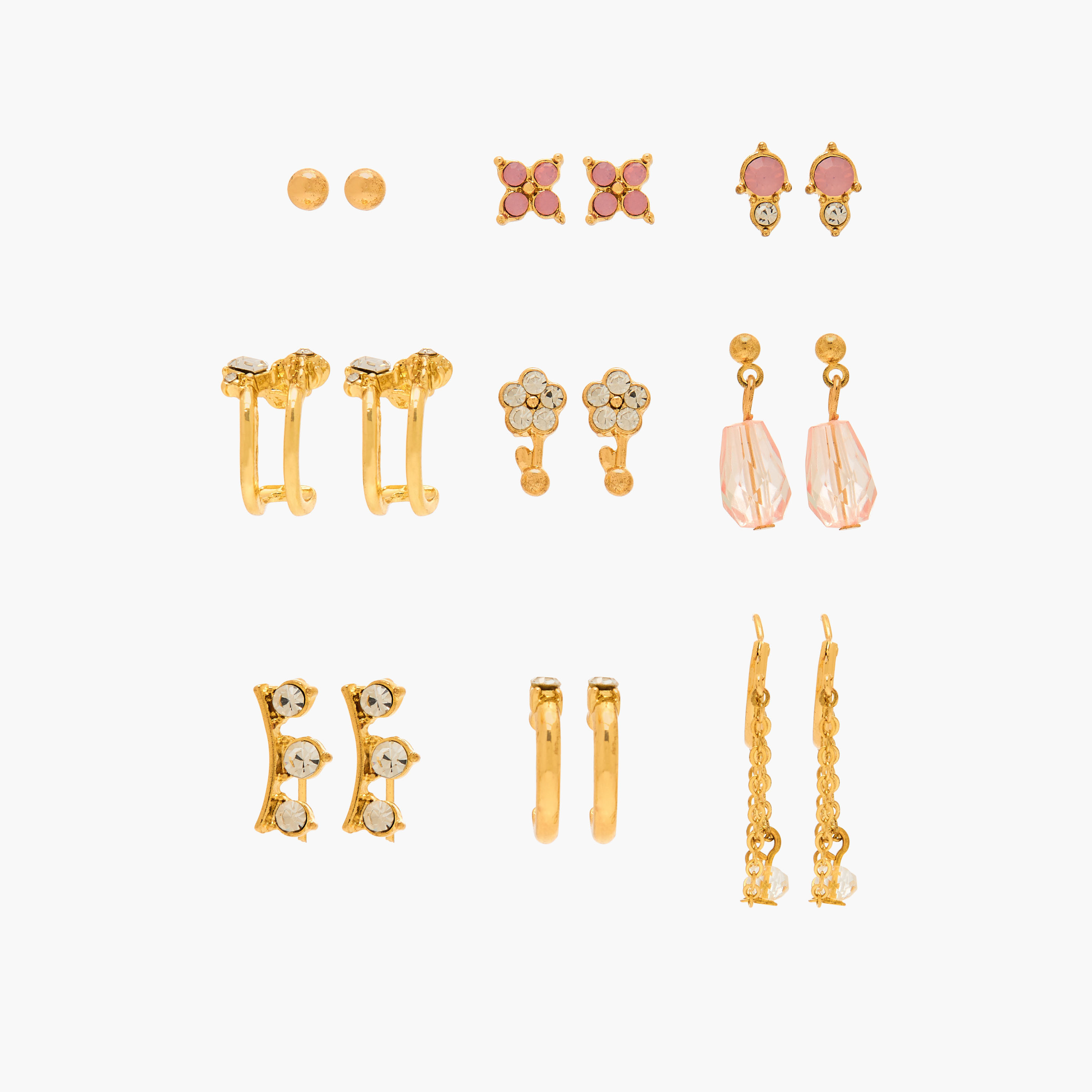 Gloo Pack of 9 Metal Assorted Earring with Pushback Closure-women-watchesandjewellery-jewellery-earrings-image-1