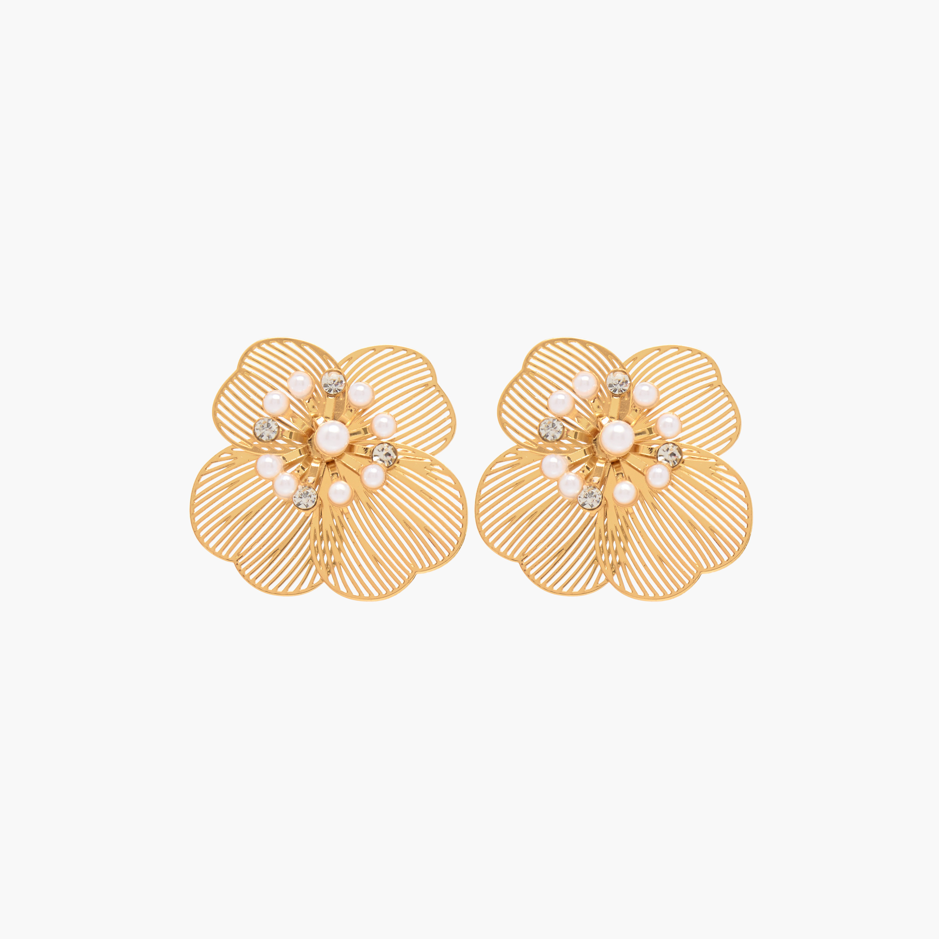 Gloo Gold Tone Embellished Stud Earrings with Pushback Closure-women-watchesandjewellery-jewellery-earrings-image-1