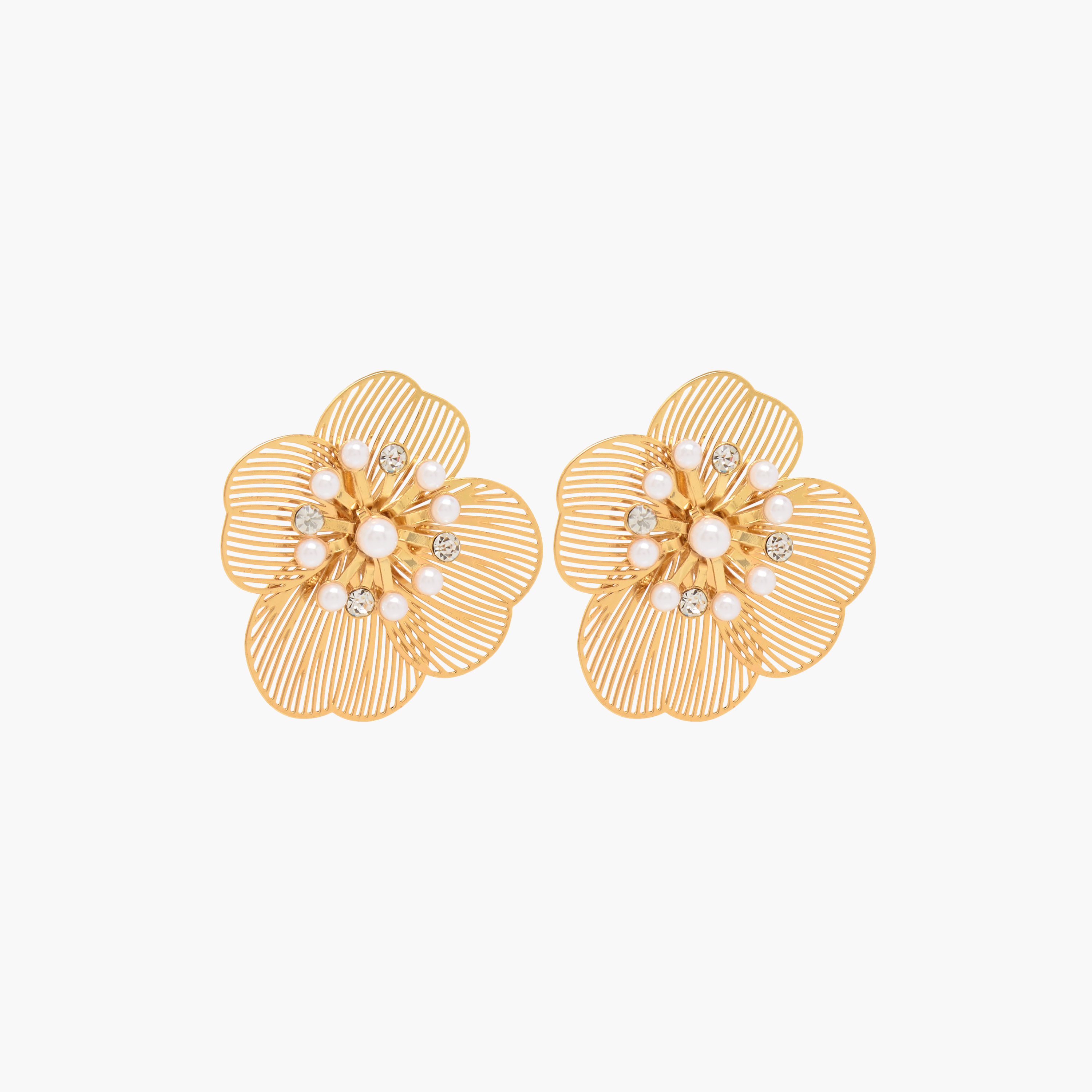 Gloo Gold Tone Embellished Stud Earrings with Pushback Closure-women-watchesandjewellery-jewellery-earrings-image-2