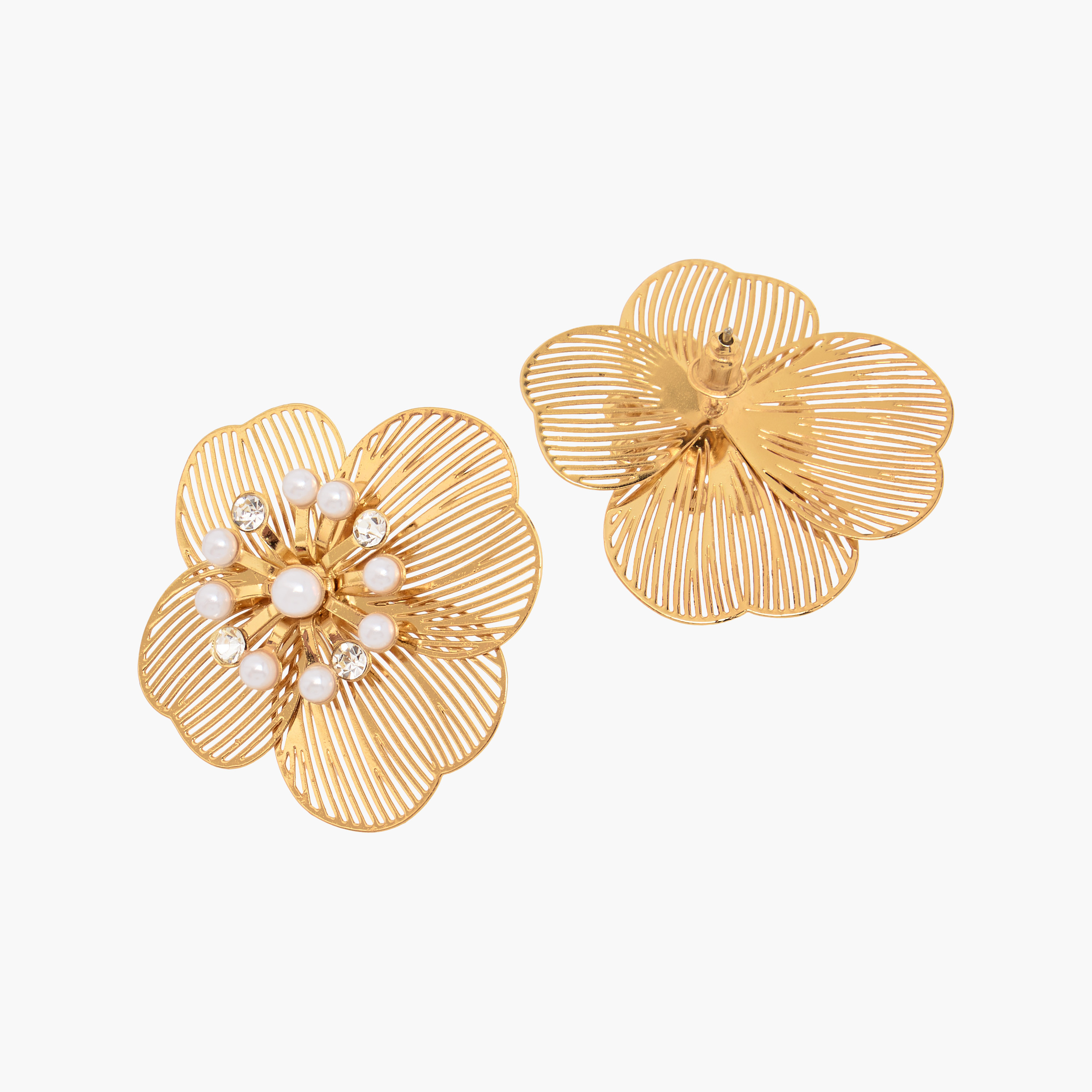 Gloo Gold Tone Embellished Stud Earrings with Pushback Closure-women-watchesandjewellery-jewellery-earrings-image-4