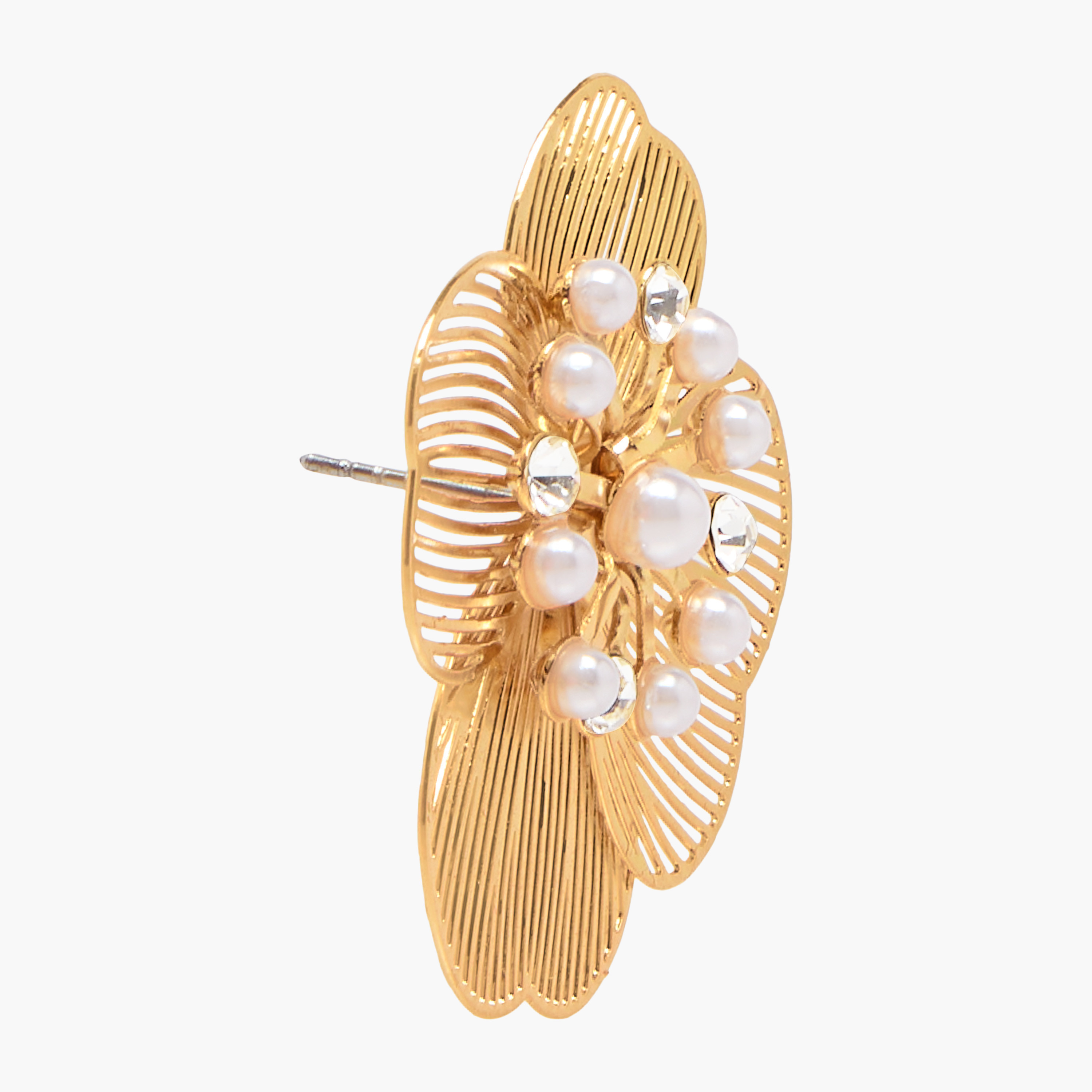 Gloo Gold Tone Embellished Stud Earrings with Pushback Closure-women-watchesandjewellery-jewellery-earrings-image-5