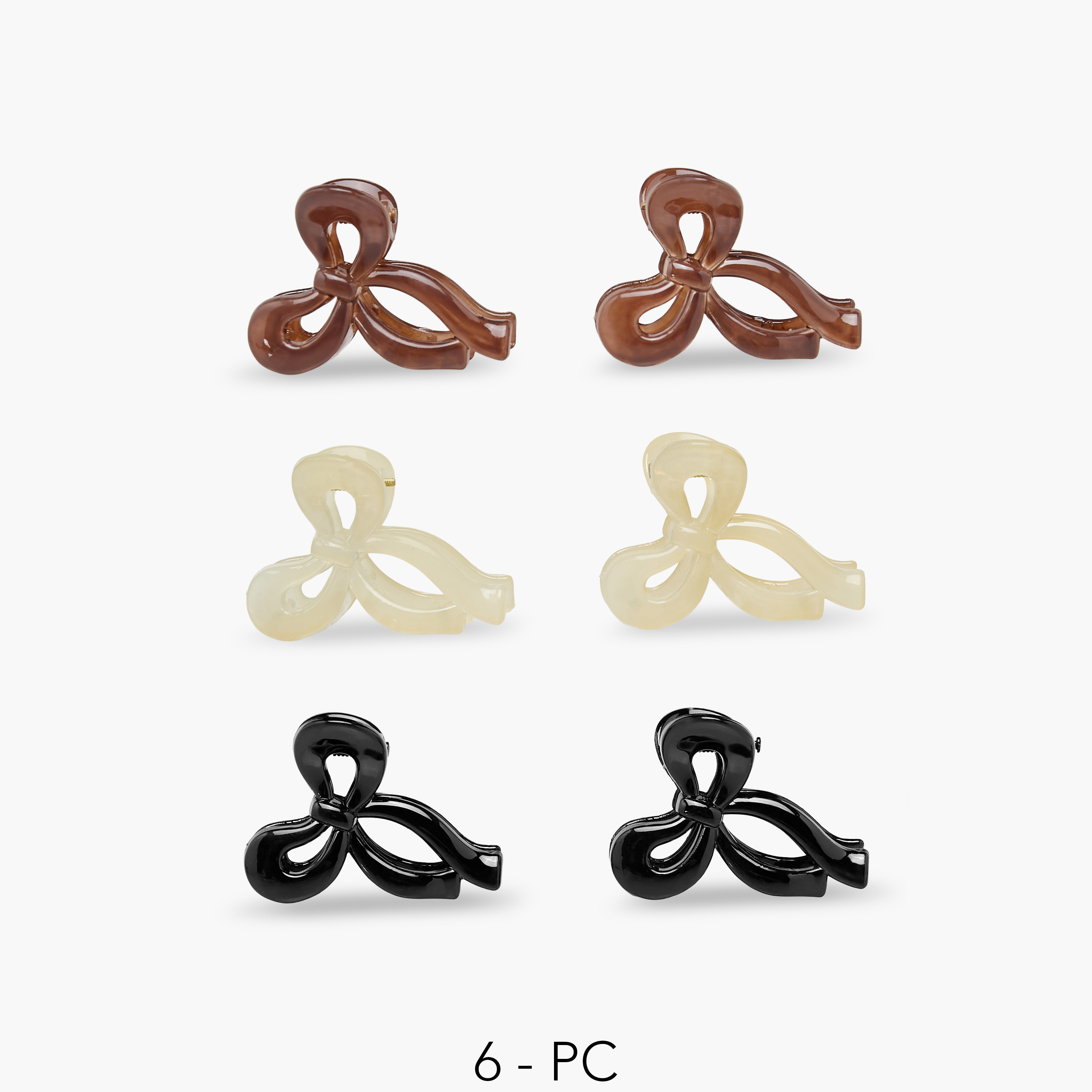 Gloo Pack of 6 Bow Shaped Iridescent Hair Clamp-women-hairaccessories-clamps-image-1