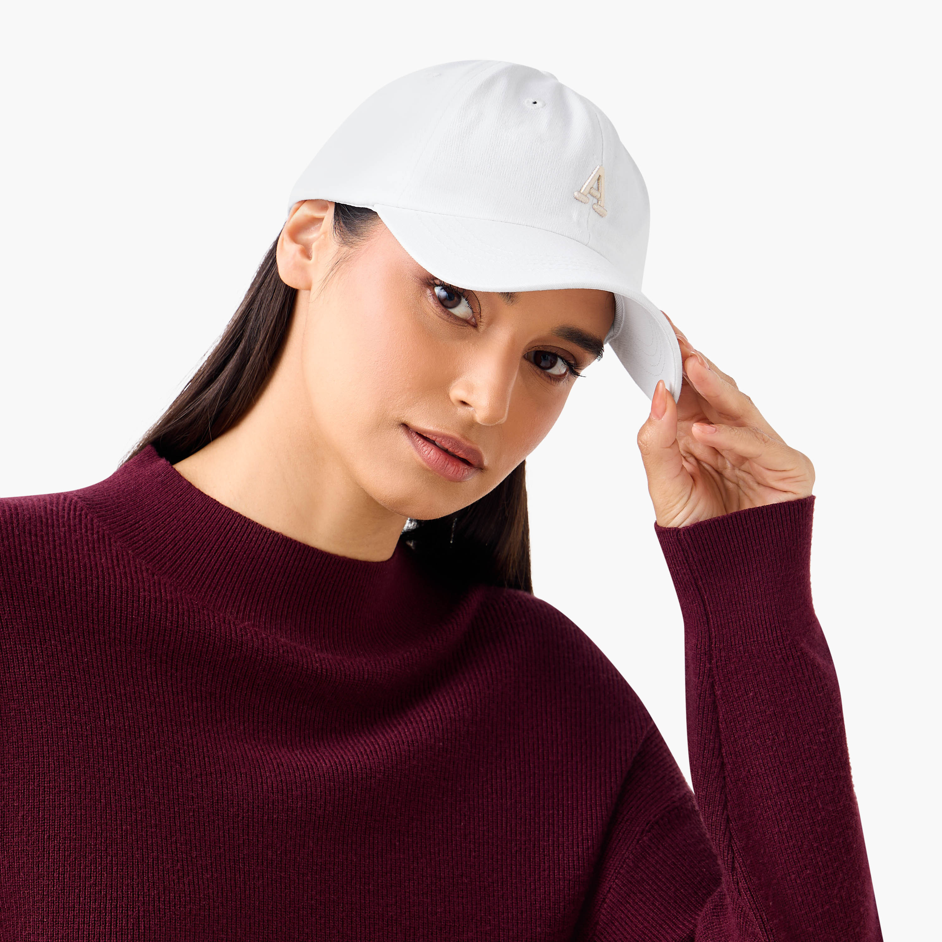 Embroidered Cap with Buckled Strap Closure-women-clothingaccessories-capsandhats-image-2