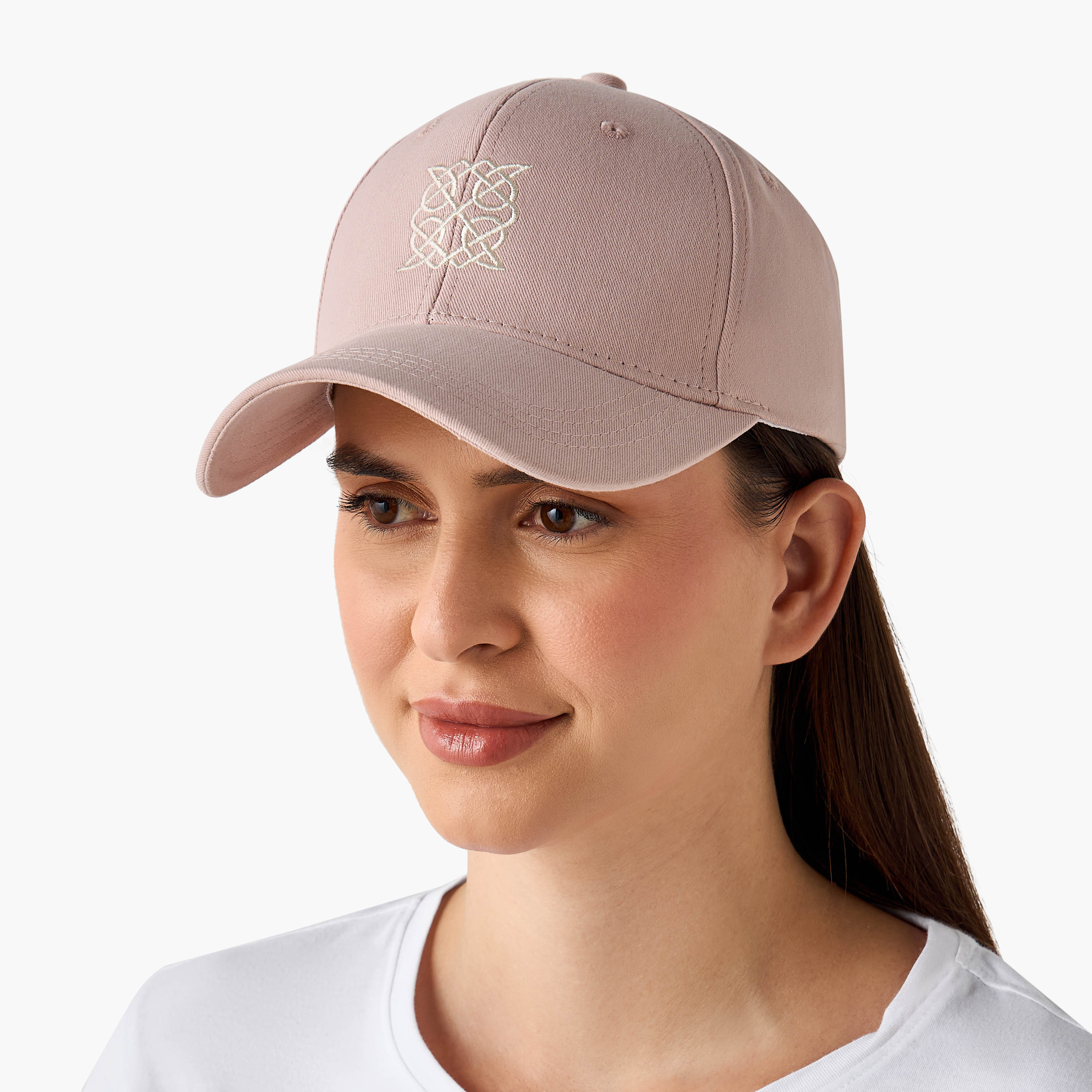 Embroidered Cap with Buckled Strap Closure-women-clothingaccessories-capsandhats-image-2