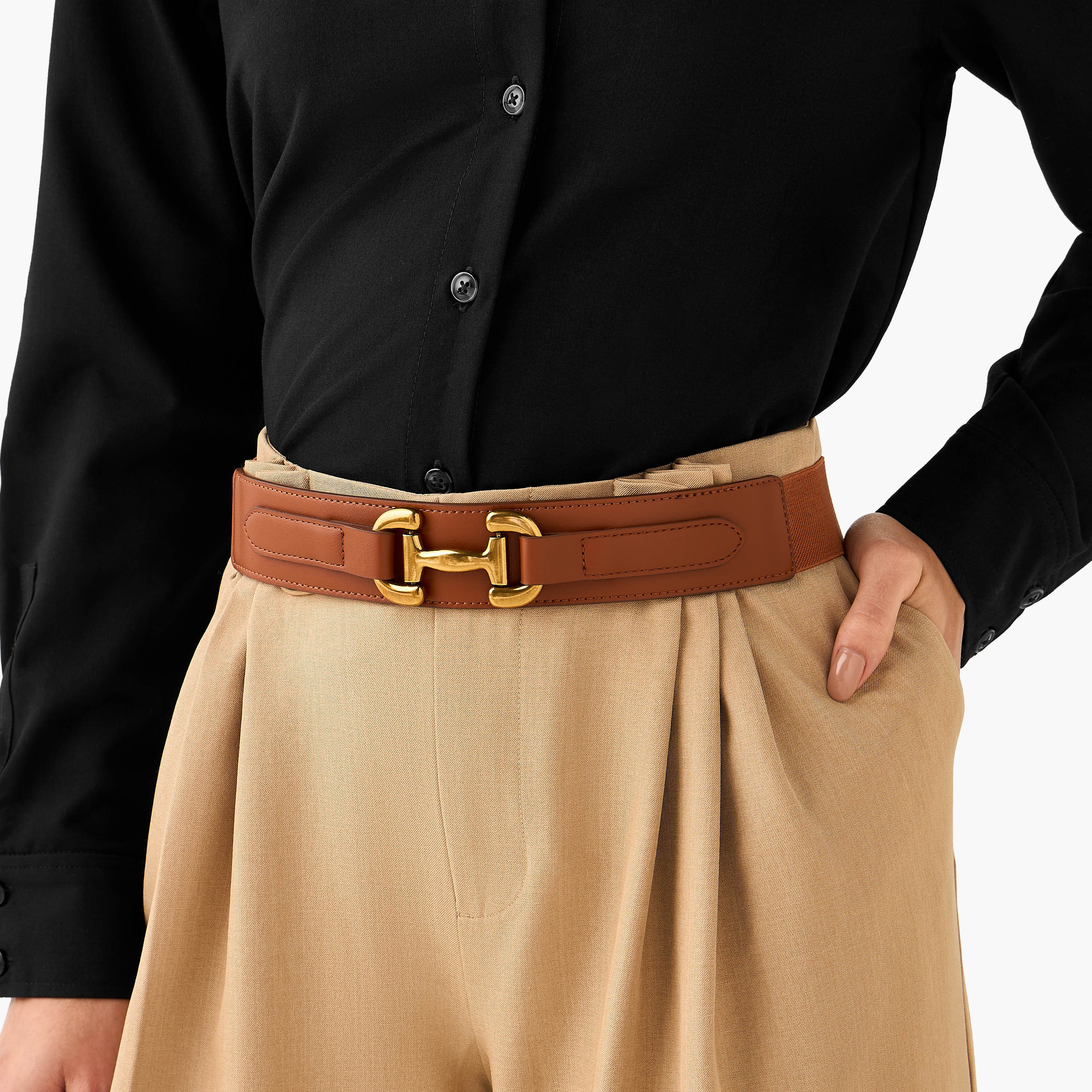Polyeurathane Stretch Belt with Snap Button Closure-women-clothingaccessories-belts-image-2